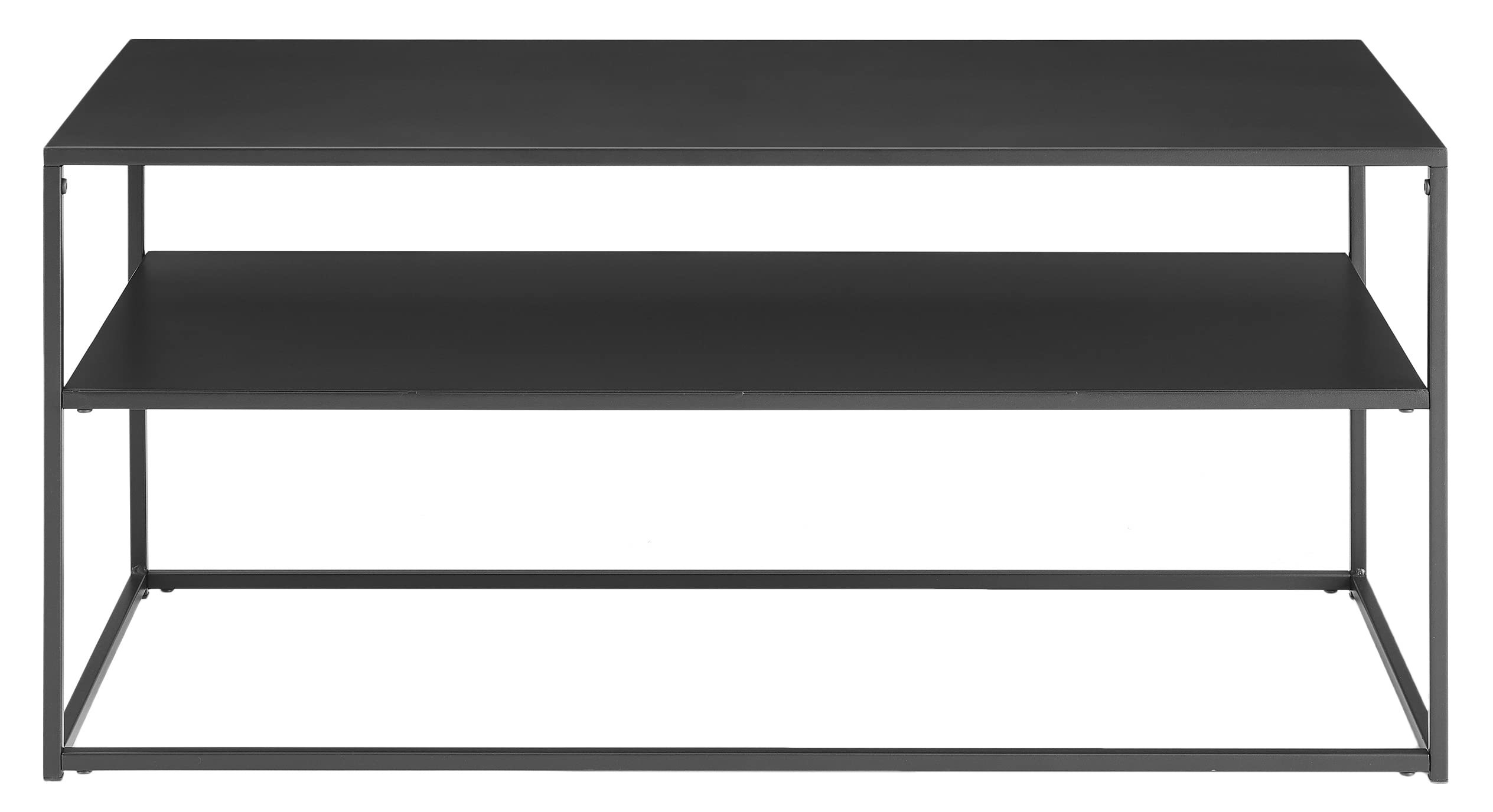 Crosley Braxton Metal Coffee Table with Storage Shelf - Modern Matte Black End Table for Living Room, Small Space & Apartment Decor