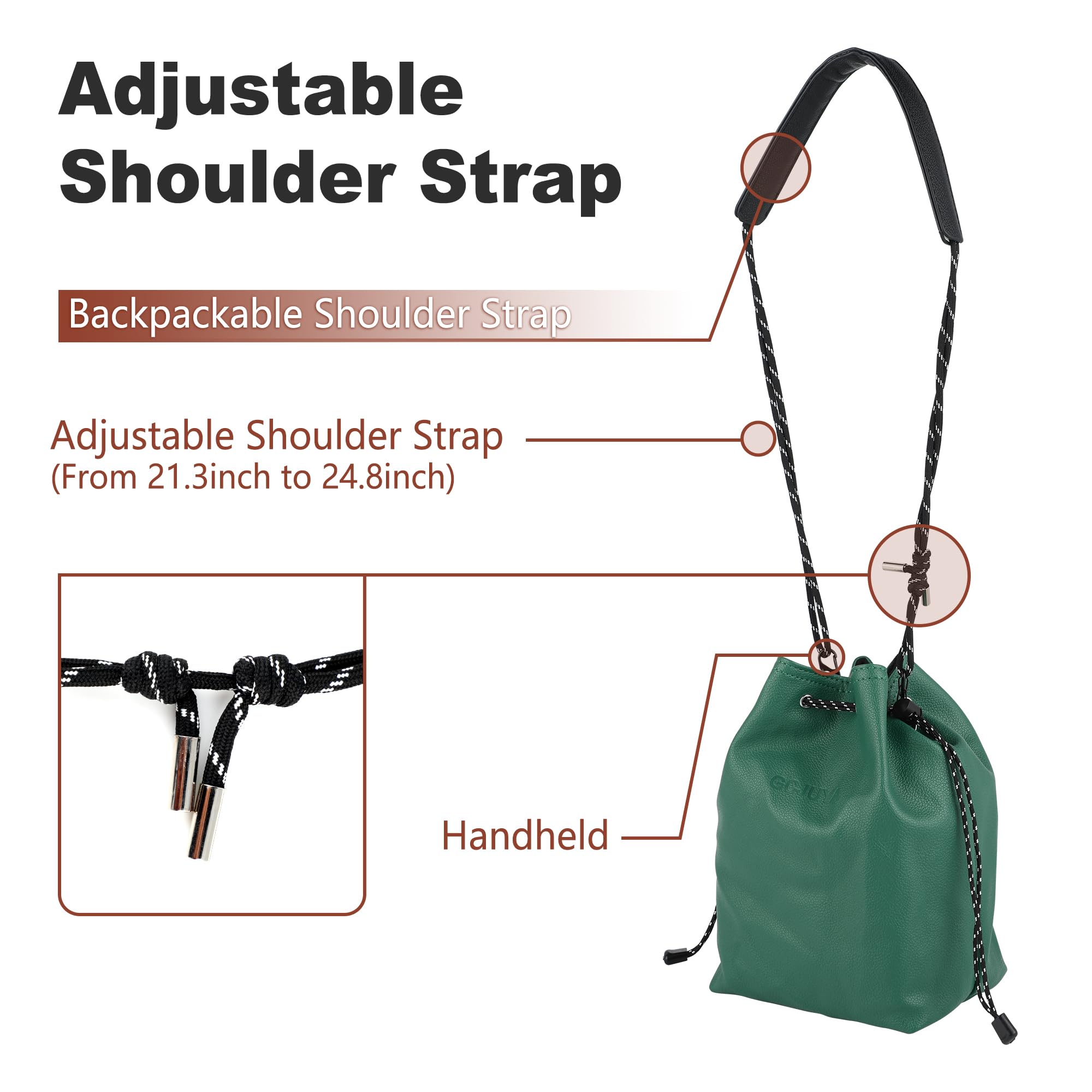 Waterproof Leather DSLR/SLR Camera Bag with Removable Crossbody Strap - Large Photography Case for Men & Women (Dark Green) - Perfect for Travel, Hiking & Outdoor Photography