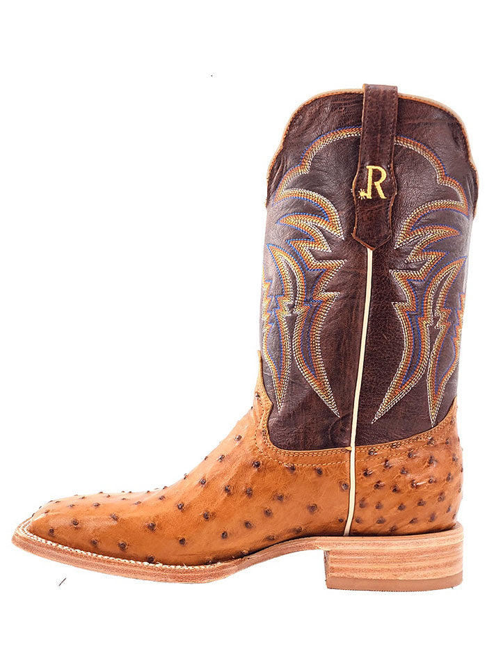 R.Watson RW4506 Men's Full Quill Ostrich Leather Cowboy Boots in Cognac Brown - Perfect for Western Rides, Country Music Festivals & Casual Wear