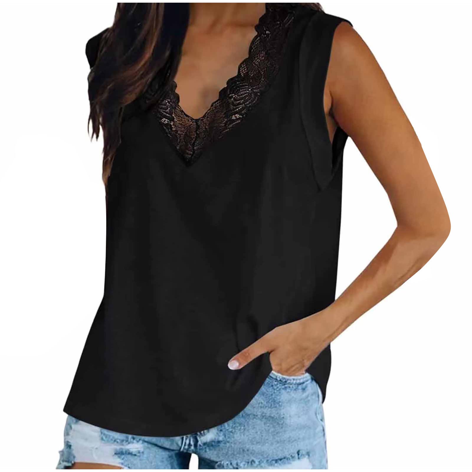 Women's Casual Sleeveless Pleated Tank Tops - Summer Loose Lace Beach Blouse for Women - Perfect for Beach Vacations, Pool Parties & Summer Outings