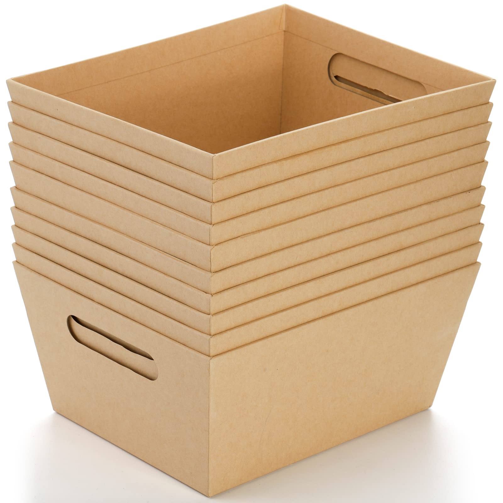 DEAYOU 10 Pack Kraft Paper Baskets with Handles - 5 LB Capacity Brown Gift Baskets for Wine, DIY Projects, Food Display, Snacks & Crafts - Perfect for Party Favors, Wedding Decor & Holiday Gifting