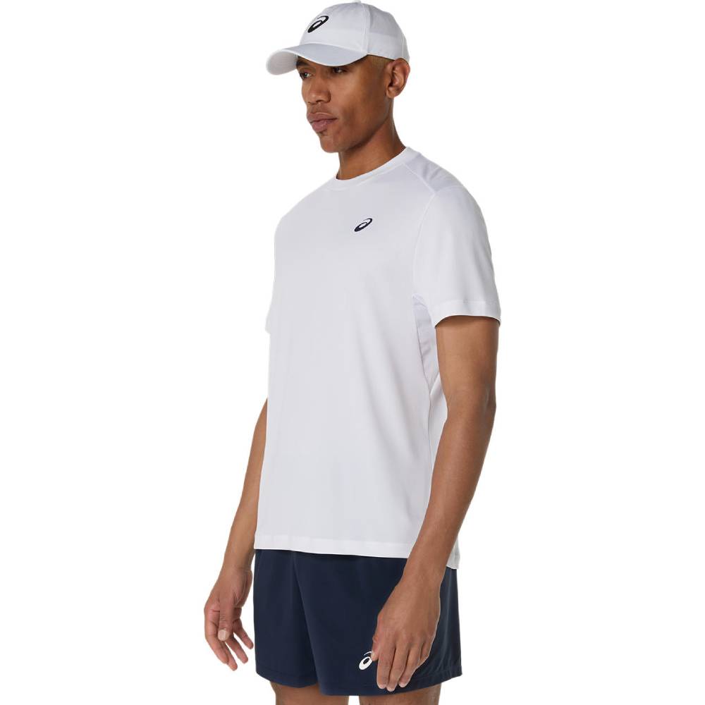 ASICS Men's Tennis Short Sleeve Shirt - Breathable Performance Top for Pickleball, Badminton & Court Sports (Brilliant White) - Ideal for Training, Matches & Casual Wear