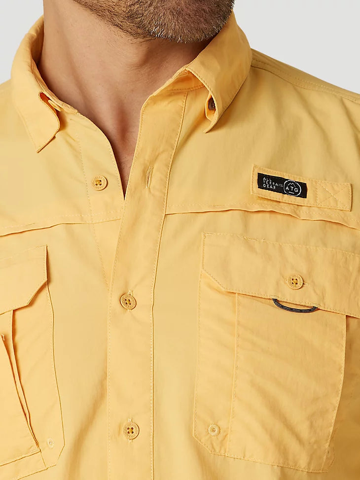 ATG By Wrangler™ Men's Long Sleeve Chamois Shirt - Durable Fishing & Outdoor Work Shirt for Hiking, Camping & Casual Wear