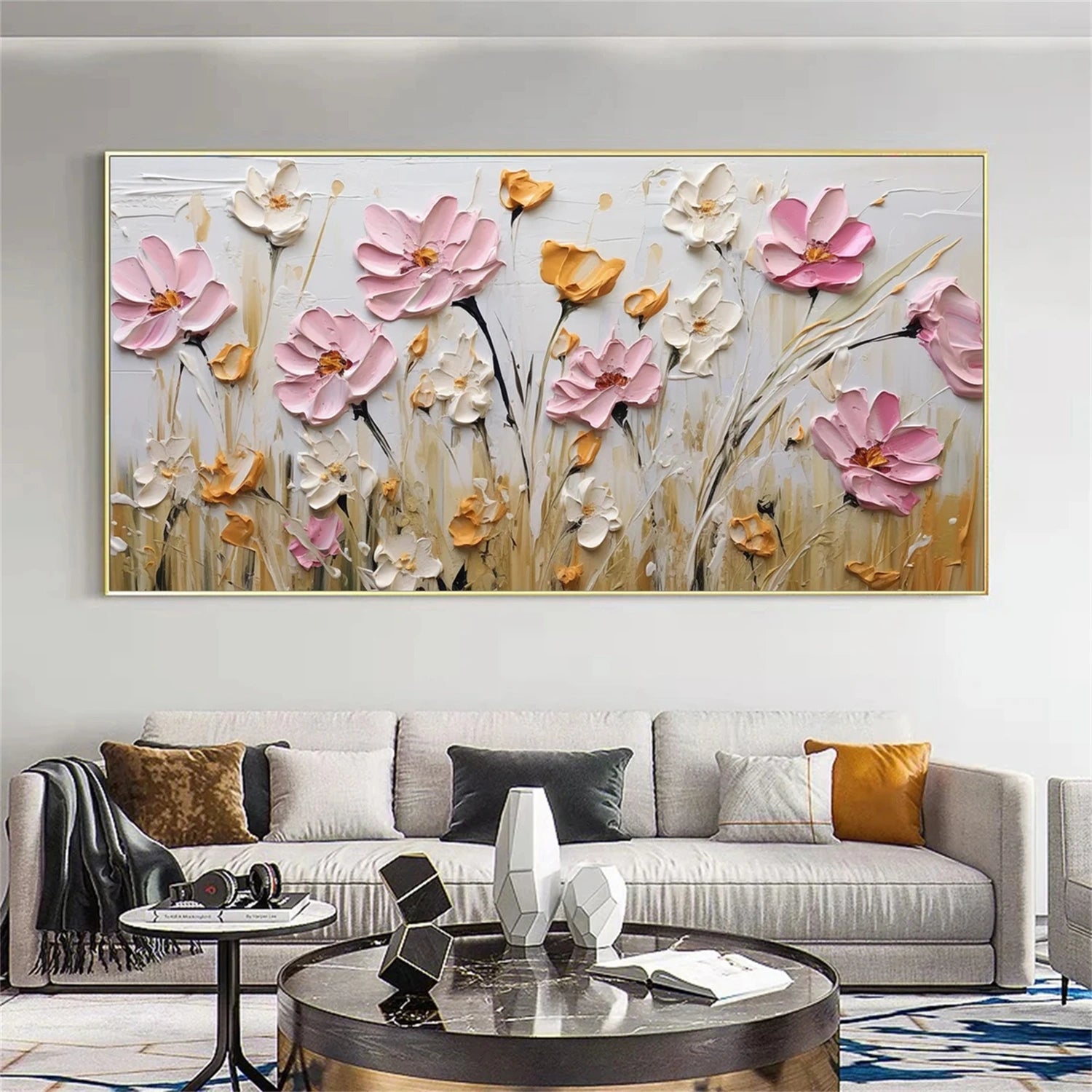 Flower and Tree Painting #FT118 - Handmade Canvas Wall Art for Home Decor, Living Room, Bedroom & Office