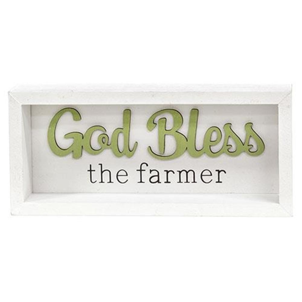 God Bless the Farmer Shadowbox Frame - Rustic Farmhouse Decor for Wall Display - Perfect for Country Kitchen, Farmhouse Living Room & Rural Home Decor