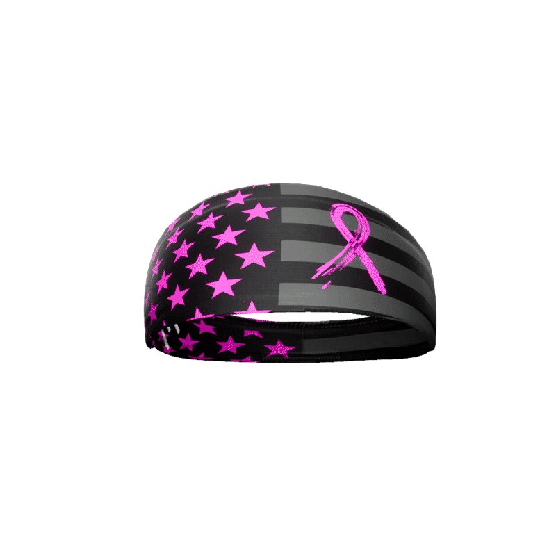 USA Flag Shadow Breast Cancer Awareness Headband - Support Ribbon Hairband for Women, Survivors & Supporters - Perfect for Races, Walks & Awareness Events