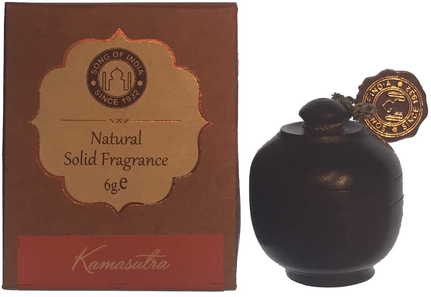 Hand-Carved Rosewood Solid Perfume Jar with Screw Top - Song of India Kamasutra Fragrance | Luxury Home Decor & Romantic Gift for Couples