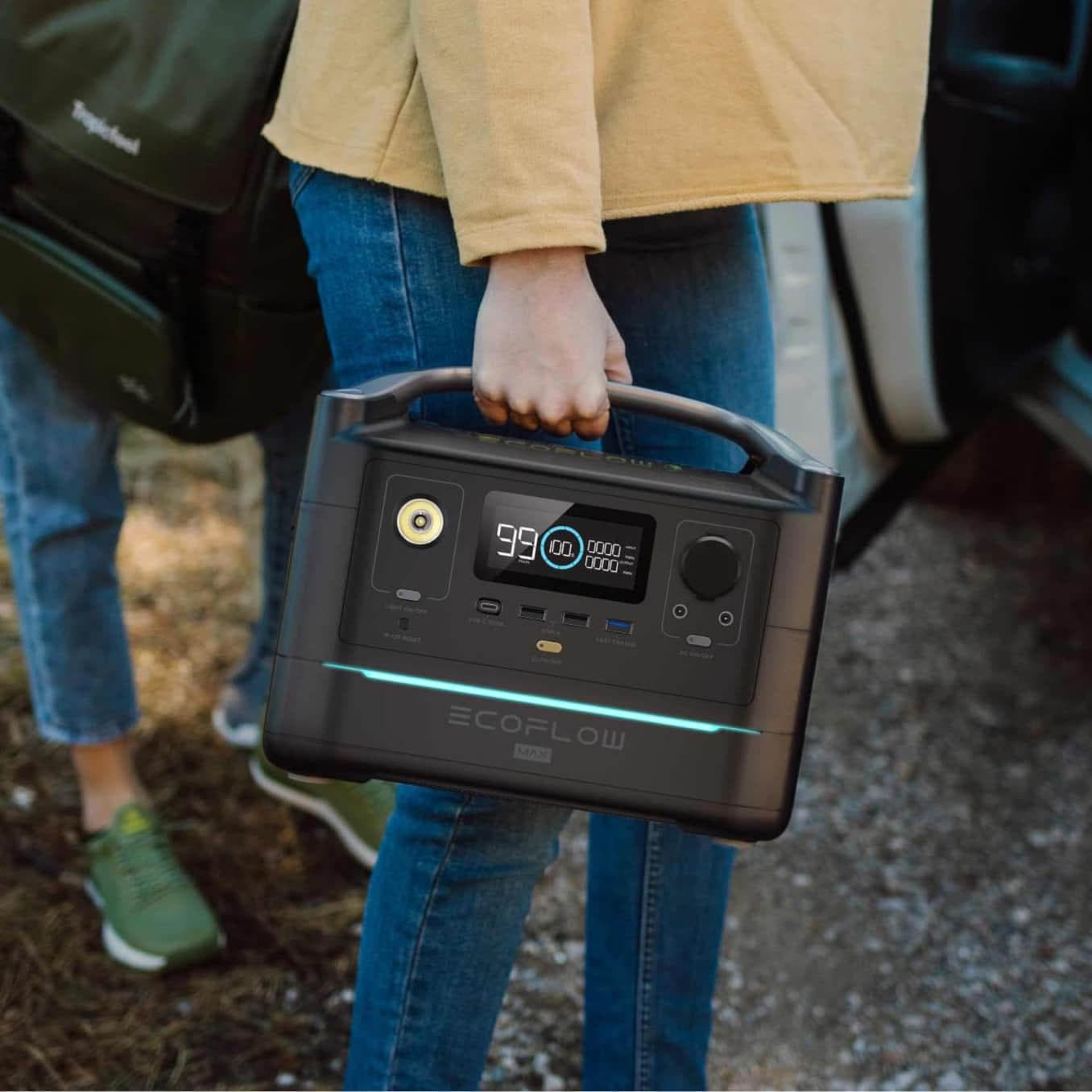 EcoFlow RIVER Max 500W Portable Power Station with 576Wh Capacity | Solar Generator for Camping, RV, Emergency Backup & Outdoor Adventures