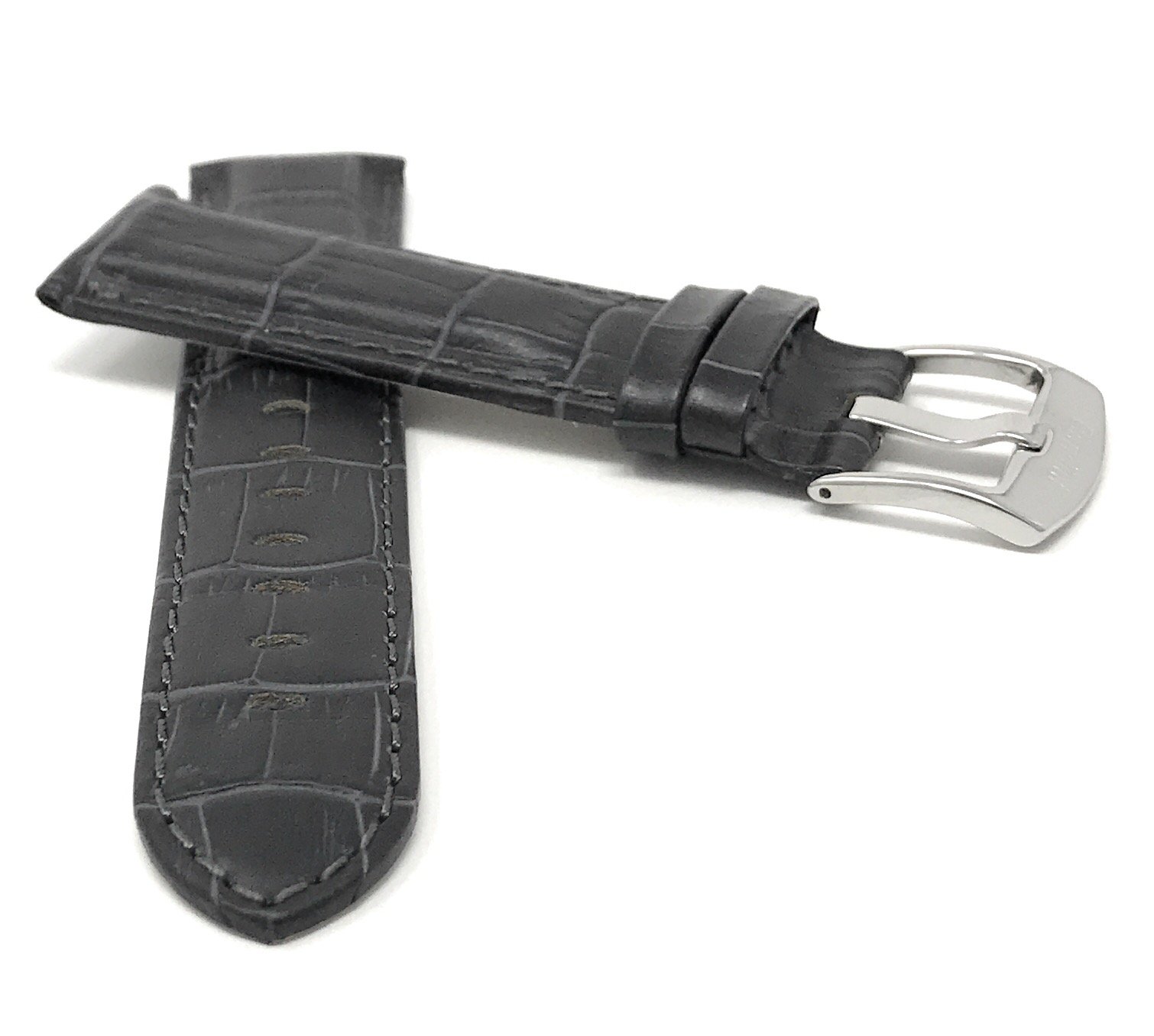 18mm Men's Alligator Leather Watch Band - Grey Strap for Classic & Smart Watches - Office & Casual Wear