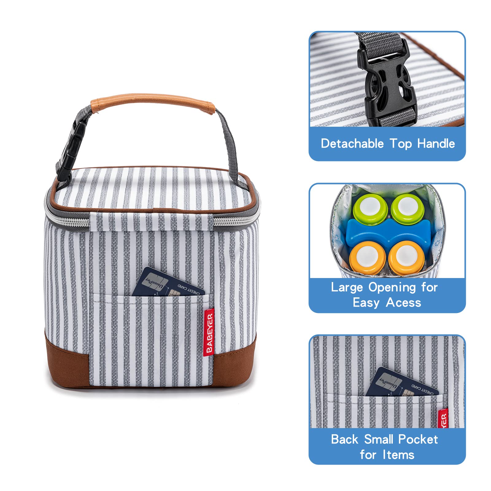 Breastmilk Cooler Bag with Ice Pack - Fits 4 Baby Bottles (Up to 5oz) - Insulated Baby Bottle Cooler for Nursing Moms & Daycare - Perfect for Travel, Work, and On-the-Go Feeding