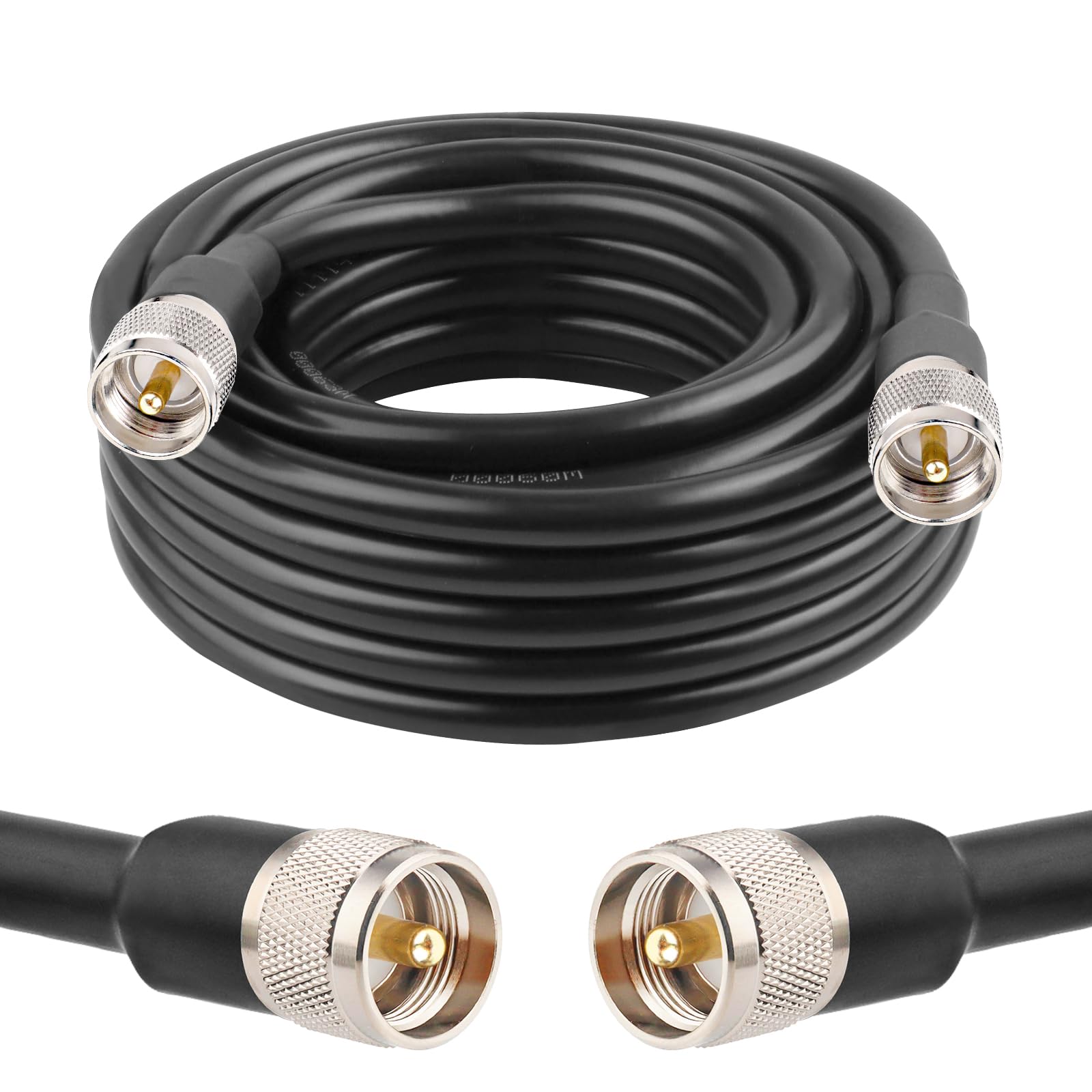 25ft PL259 UHF Male to Male Coaxial Cable - Low Loss KMR400 CB Coax Cable for HAM Radio, VHF Radio, SWR Meter & Antenna Analyzer - Perfect for Radio Communication, Signal Testing & Outdoor Antenna Setup