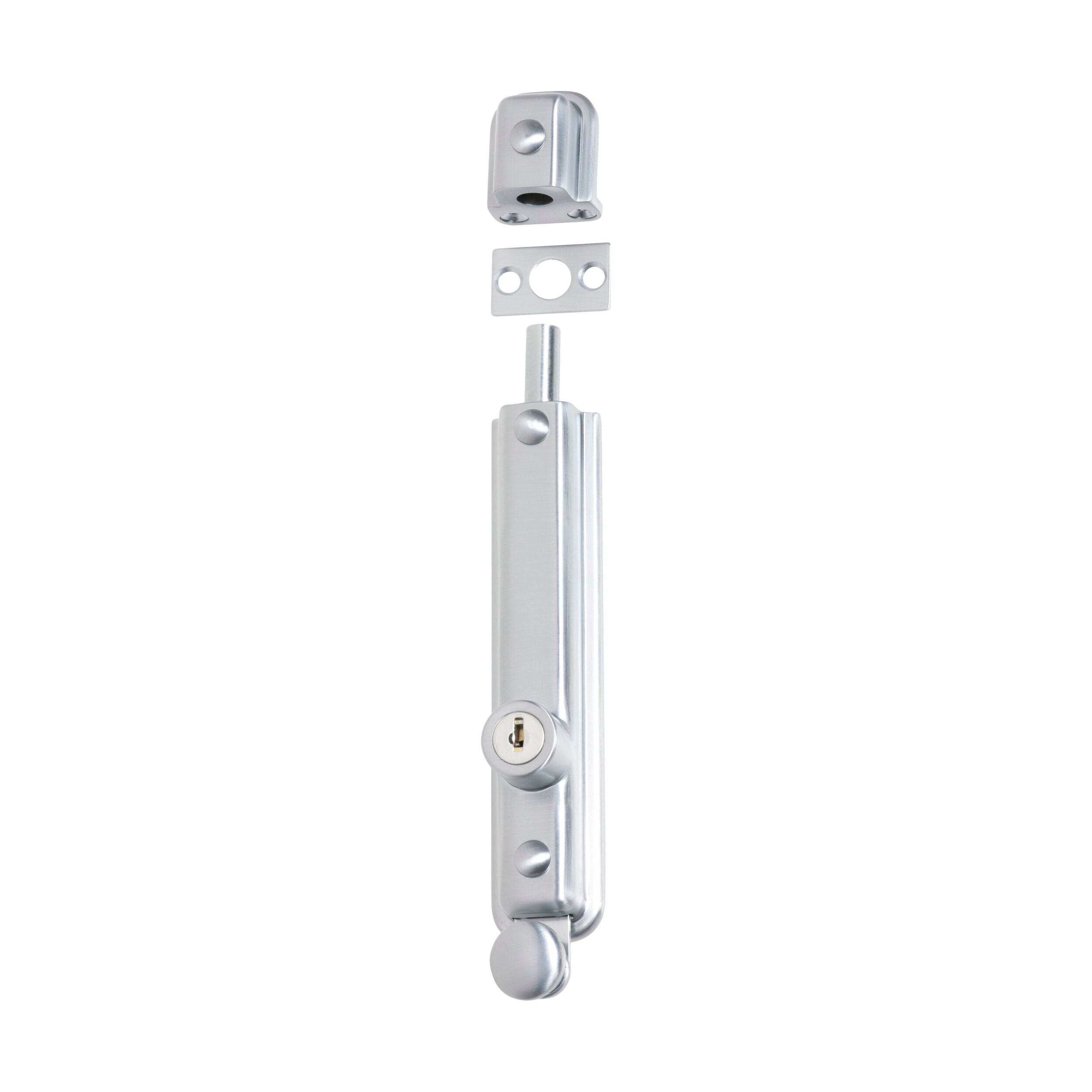 1338 Surface Bolt Locking Zinc Alloy Satin Chrome H150xW32xP35mm - Secure Cabinet, Door & Window Hardware for Home & Office Security