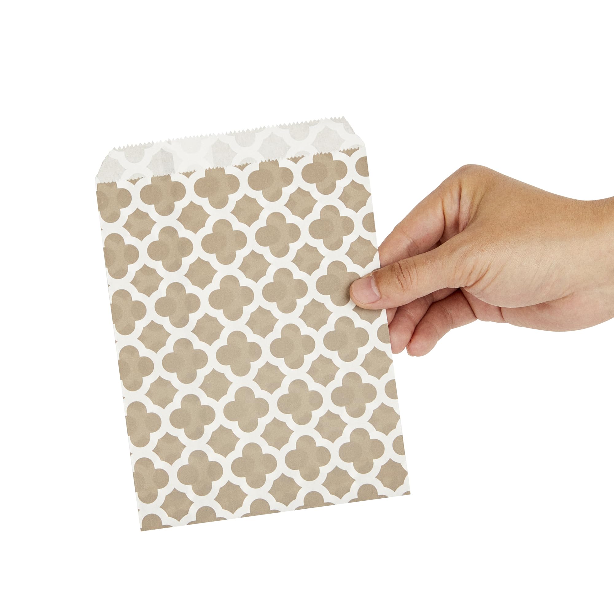 7 x 5 Inch Cookie Bags - 100 Pack Gray Asian Monogram Paper Treat Bags for Baked Goods, Candy & Party Favors | Perfect for Buffets, Weddings, Birthday Parties & Gift Packaging