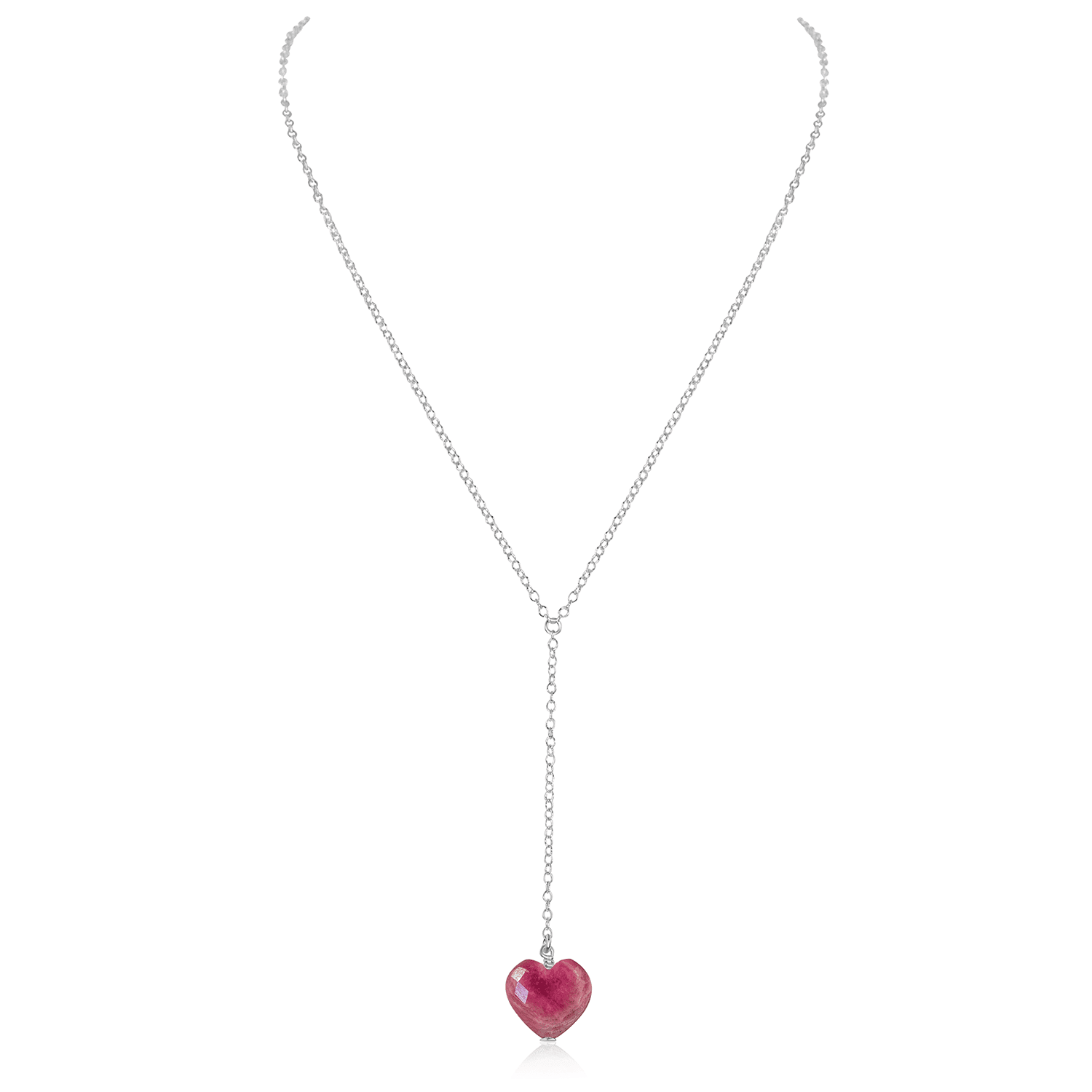 Elegant Ruby Crystal Heart Lariat Necklace for Women - Perfect for Valentine's Day, Anniversary & Romantic Date Night Jewelry Gift