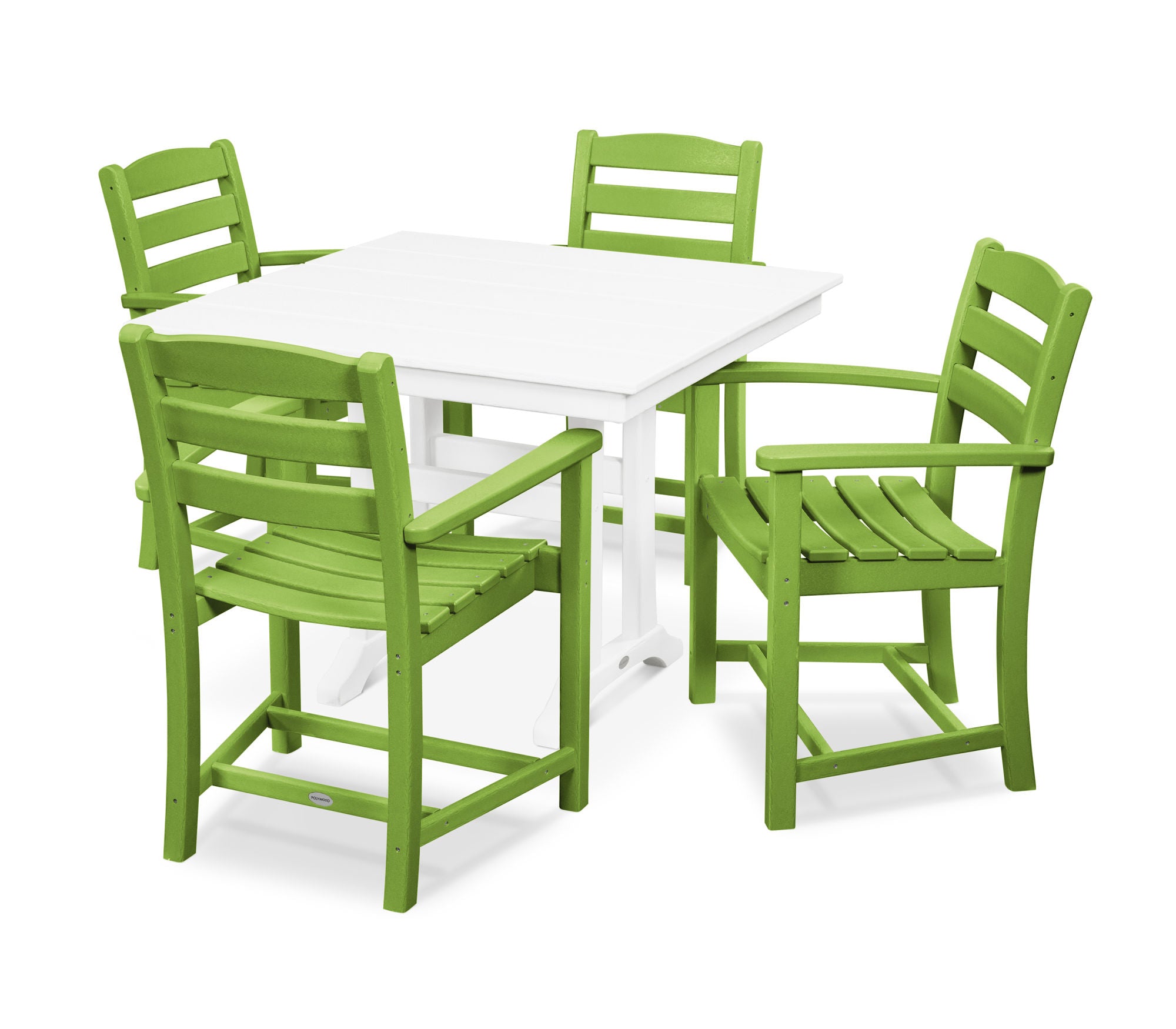 POLYWOOD La Casa Café 5-Piece Farmhouse Dining Set with Trestle Arm Chairs - Outdoor/Indoor Patio Furniture for Backyard, Garden & Kitchen Use