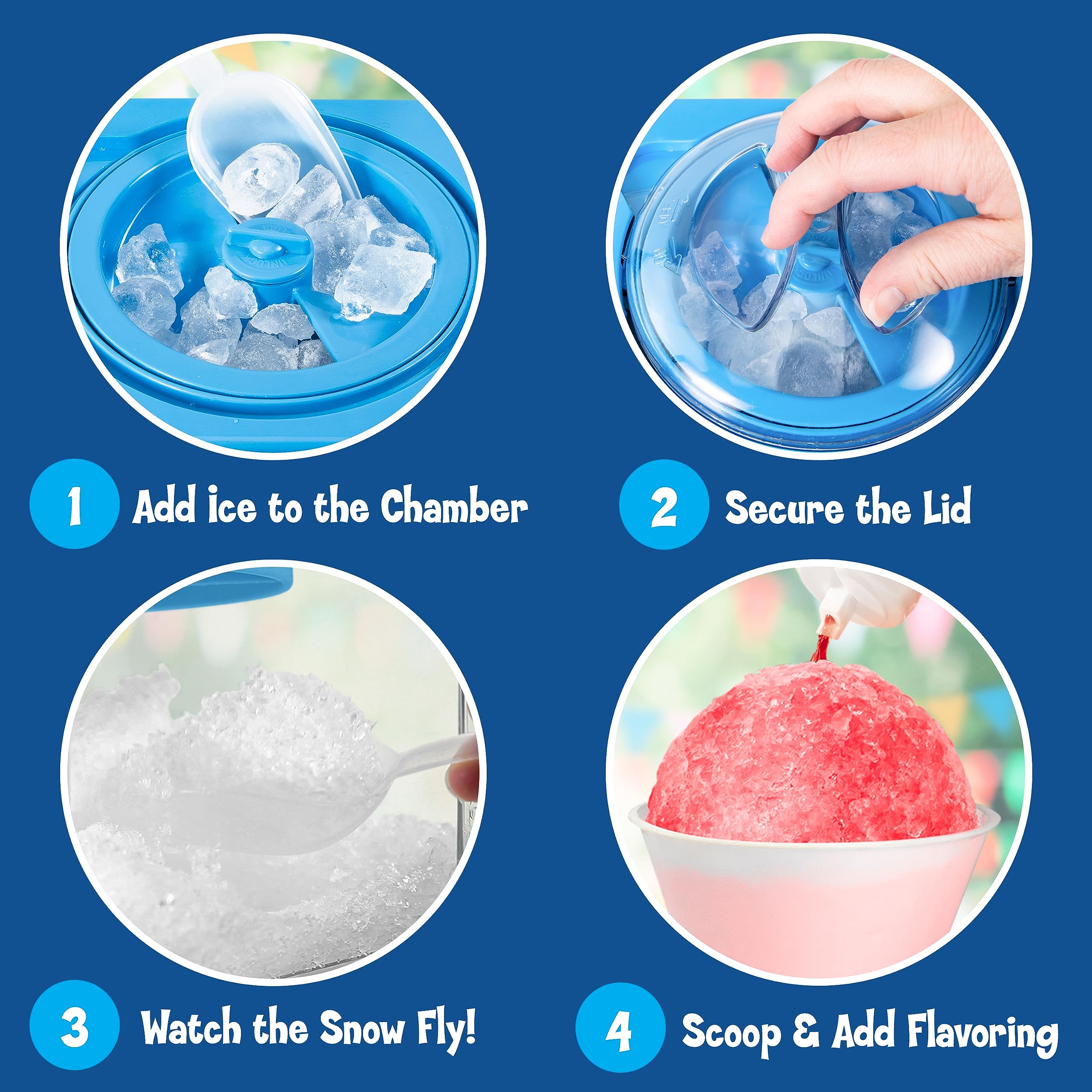 Nostalgia Retro Kool-Aid Snow Cone Machine - Electric Tabletop Slushie Maker for Homemade Shaved Ice - Includes 2 Reusable Cups & Ice Scoop - Perfect for Parties, BBQs & Summer Treats - Blue