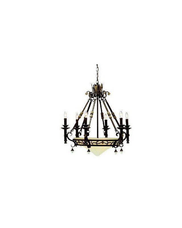 Kichler Lighting 1906 FZ Puerta Collection 9-Light Chandelier in Franciscan Bronze Finish - Elegant Dining Room & Foyer Lighting Fixture for Home Decor
