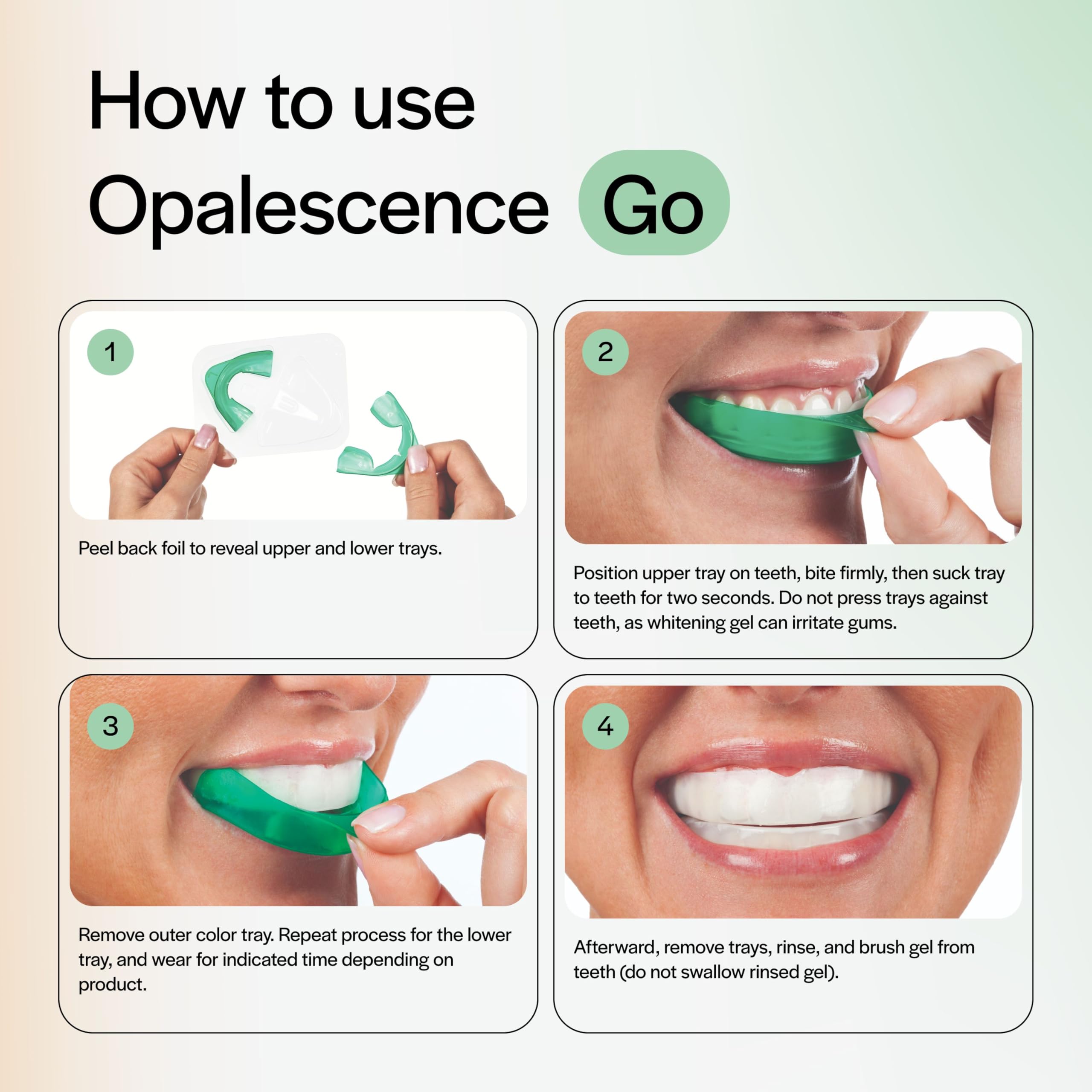 Opalescence Go Teeth Whitening Trays - 15% Hydrogen Peroxide Prefilled Trays (4 Treatments, 2 Packs) - Cool Mint Flavor - Professional Whitening for Sensitive Teeth - Perfect for Travel & Home Use - Made by Ultradent 4648-2