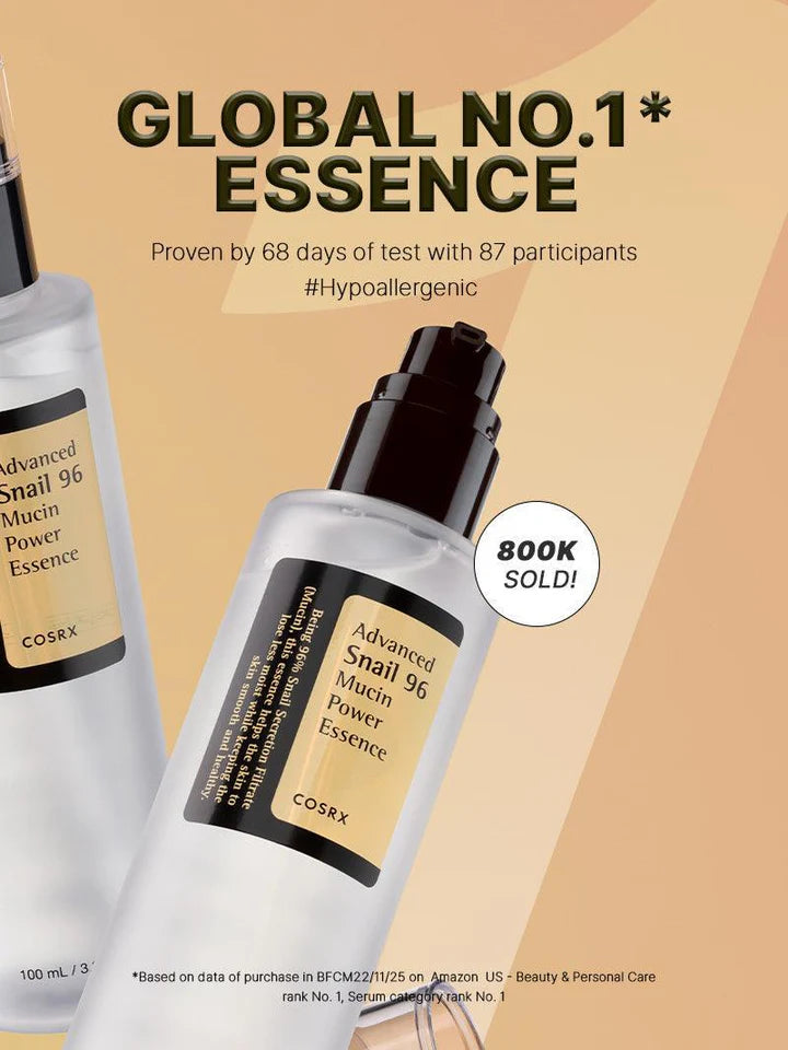 COSRX Advanced Snail 96 Mucin Power Essence 100ml - Korean Skincare for Hydration & Anti-Aging - Perfect for Dry Skin & Nighttime Routine
