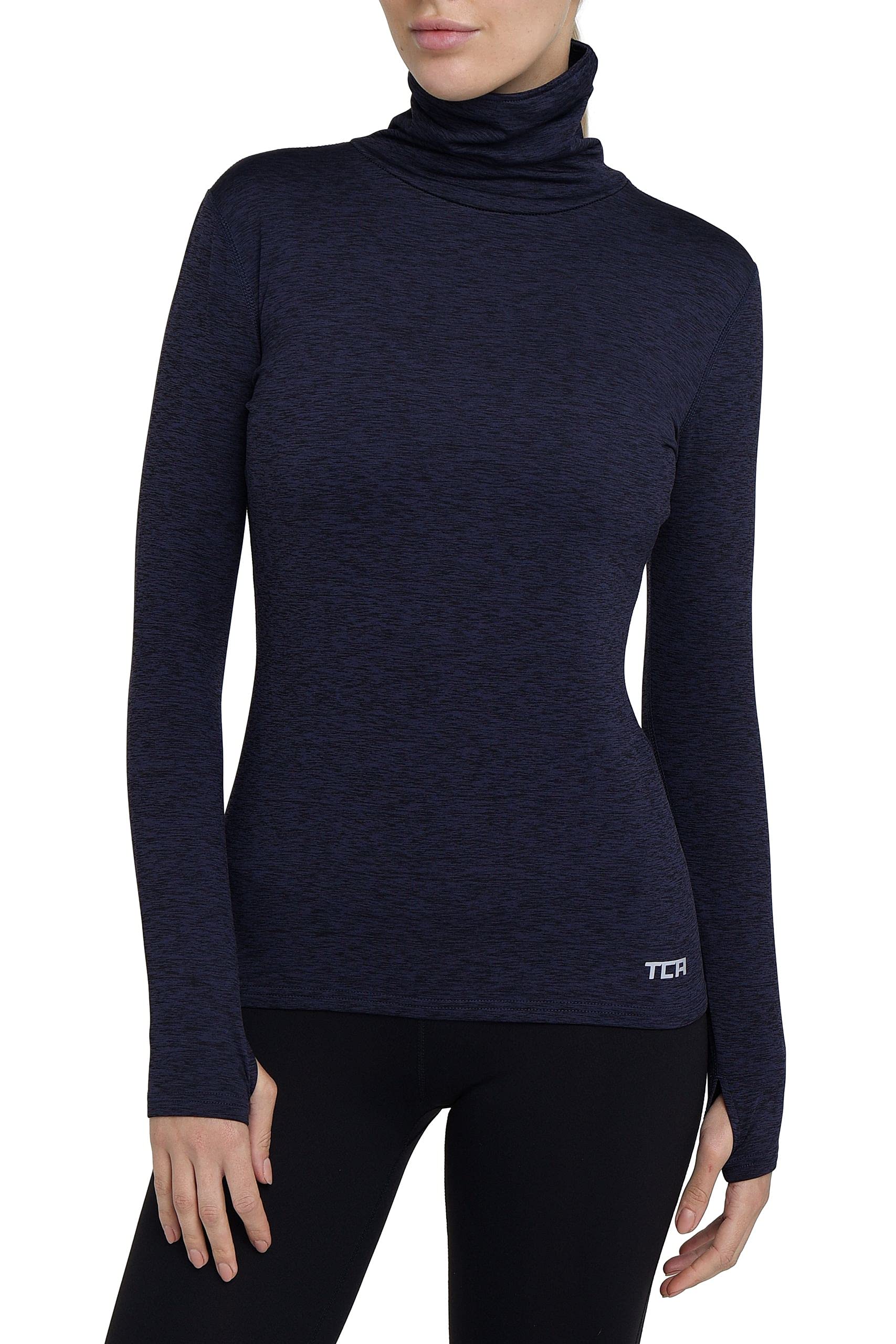 TCA Women's Thermal Running Top - Funnel Neck Long Sleeve Workout Shirt for Cold Weather | Moisture Wicking & Breathable for Jogging, Gym & Outdoor Activities