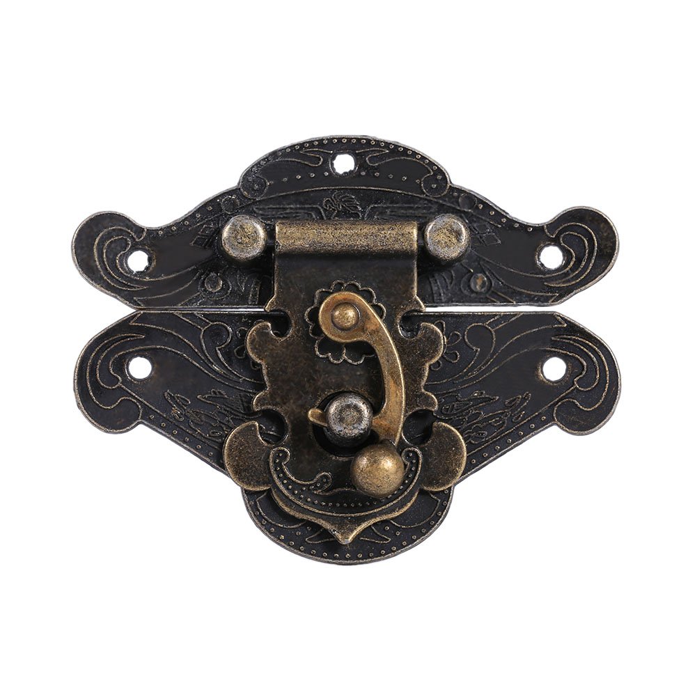 Vintage Decorative Hasp Lock - Antique Style Cabinet Lock Plate (47x37mm) for Wooden Jewelry Boxes, Chests & Cabinets - Perfect for Home Décor, DIY Projects & Antique Restoration