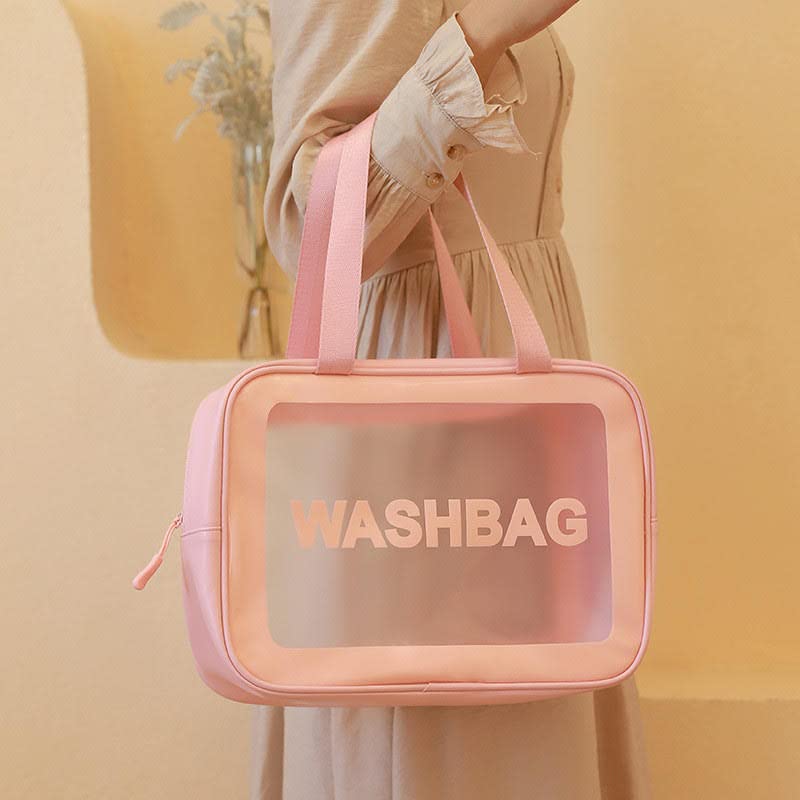 Bluwings Waterproof Hanging Toiletry Bag for Travel - Portable Cosmetic Organizer Pouch with Premium Zipper for Women & Men (Pink) | Ideal for Camping, Gym, Beach & Business Trips