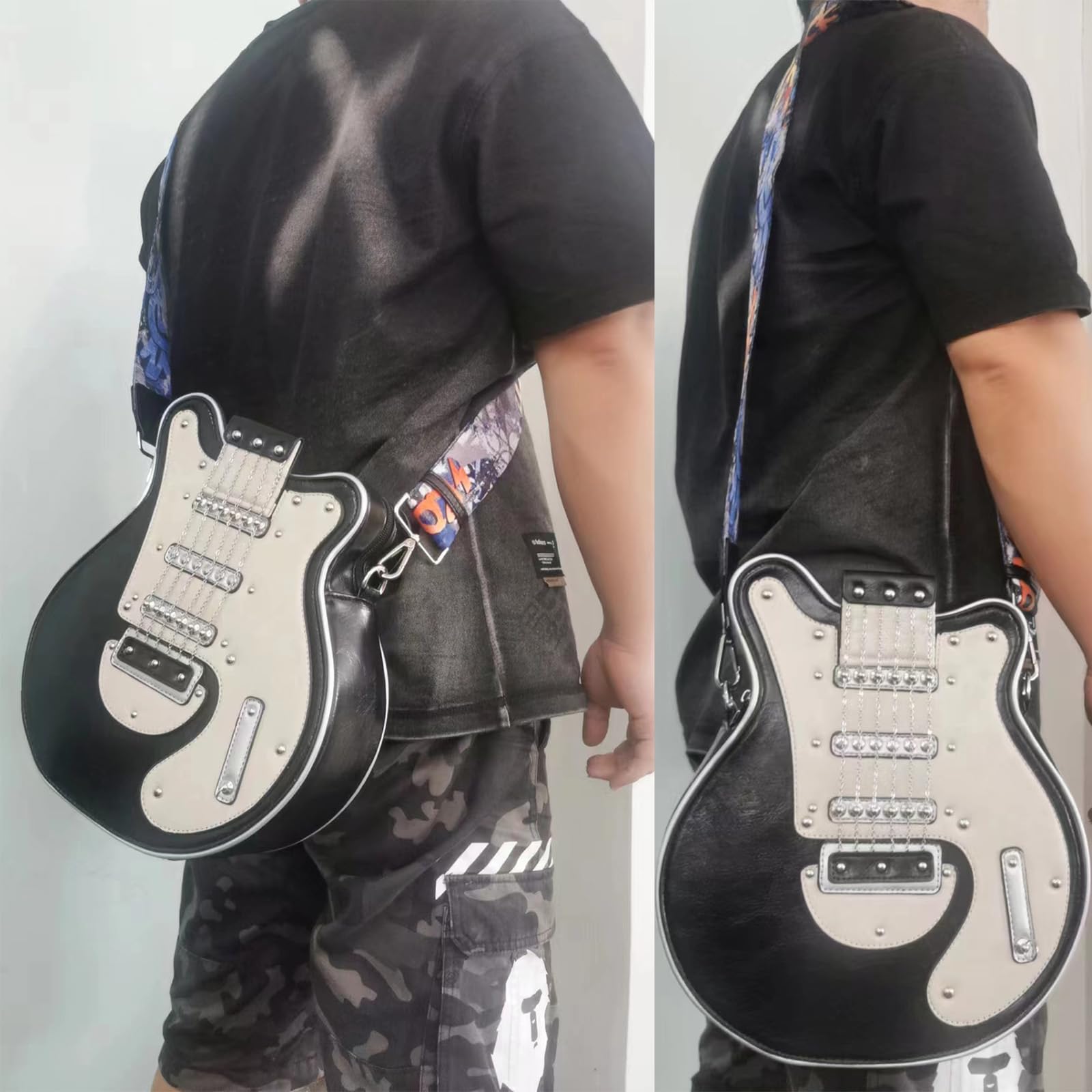 Stylish Guitar Shaped Crossbody Bag for Men & Women - PU Leather Unique Guitar Purse - Perfect for Music Lovers, Concerts & Casual Outings