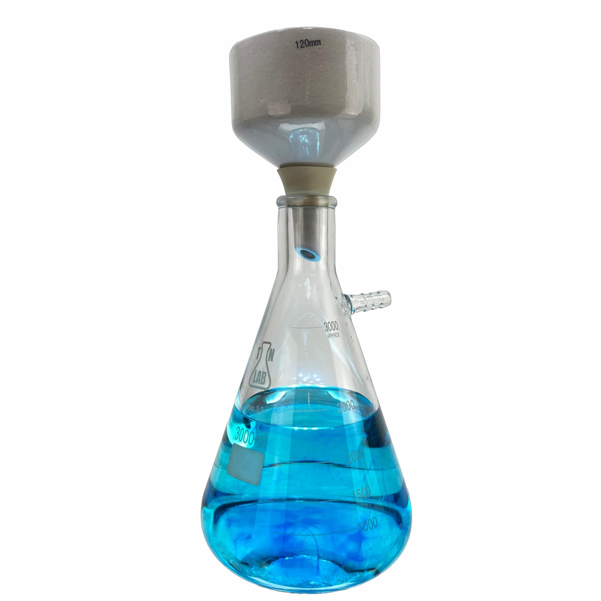 Premium Buchner Funnel Kit with 120mm Funnel & 3000ml Vacuum Flask - 3L Lab Filter Set for Chemistry Experiments, Distillation & Scientific Research