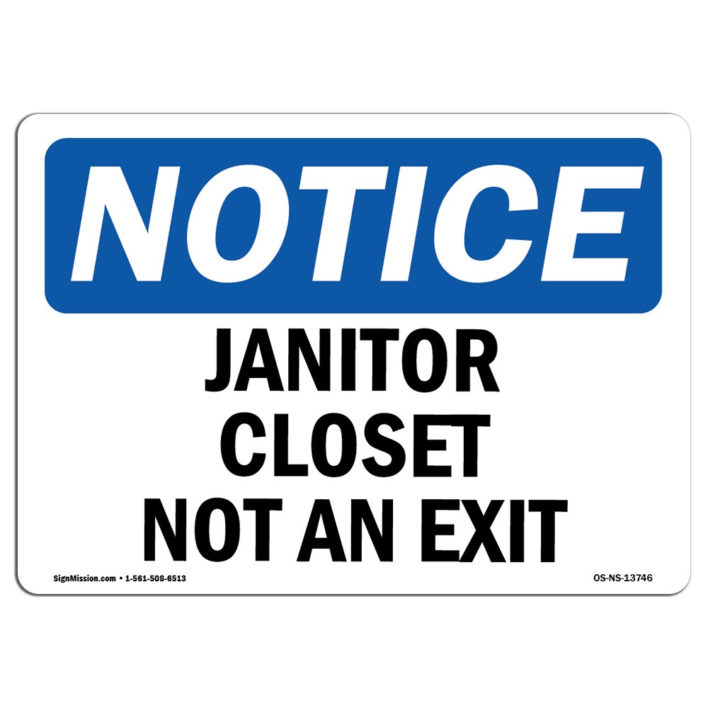 OSHA Compliant Janitor Closet Not an Exit Sign | Durable Aluminum Safety Sign for Business, Construction Sites, Warehouses & Shops | Made in USA | Ideal for Workplace Safety & Hazard Awareness