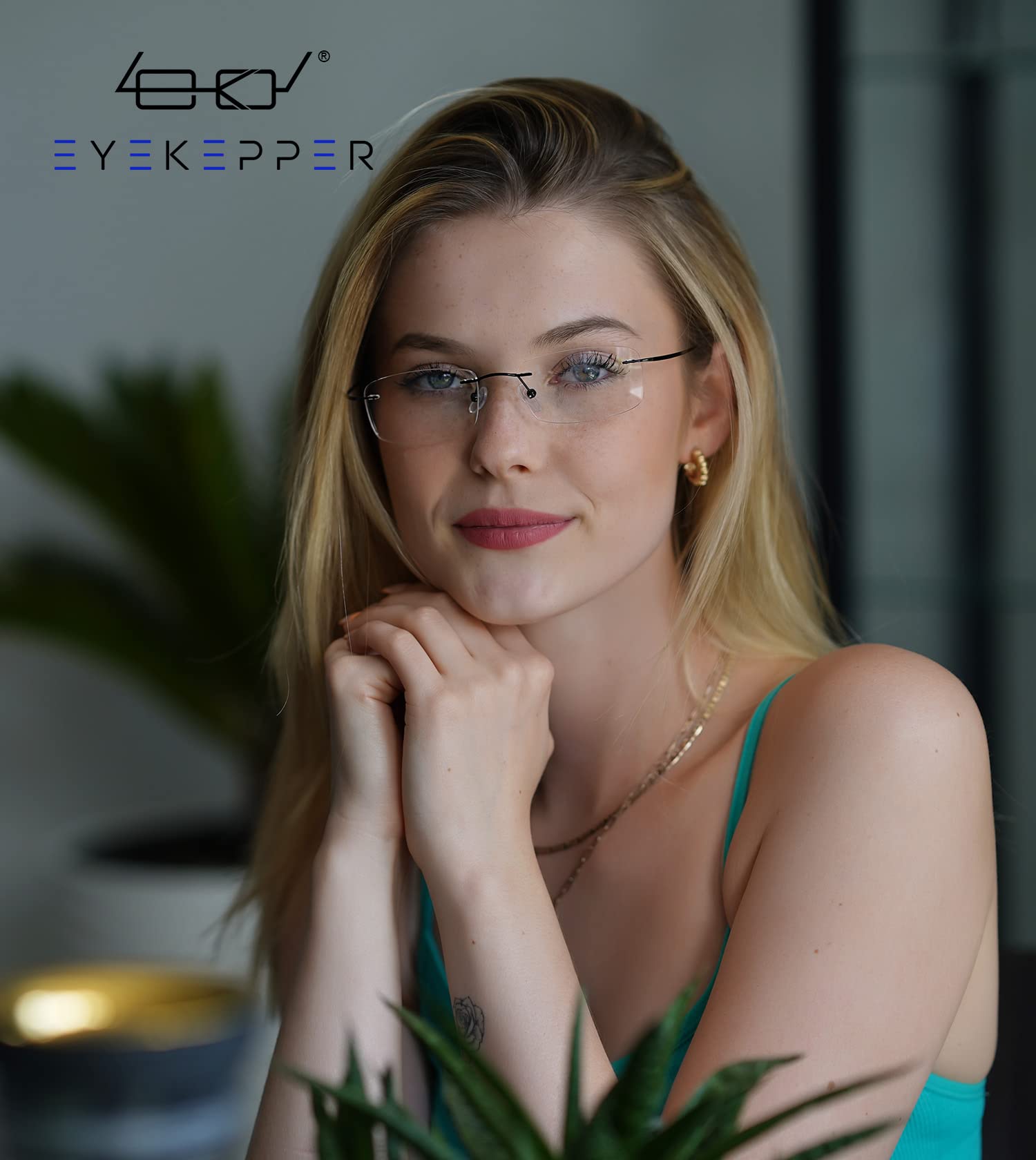 Titanium Rimless Reading Glasses for Men & Women - Lightweight Blue Light Blocking Eyewear - Perfect for Office, Reading & Computer Work