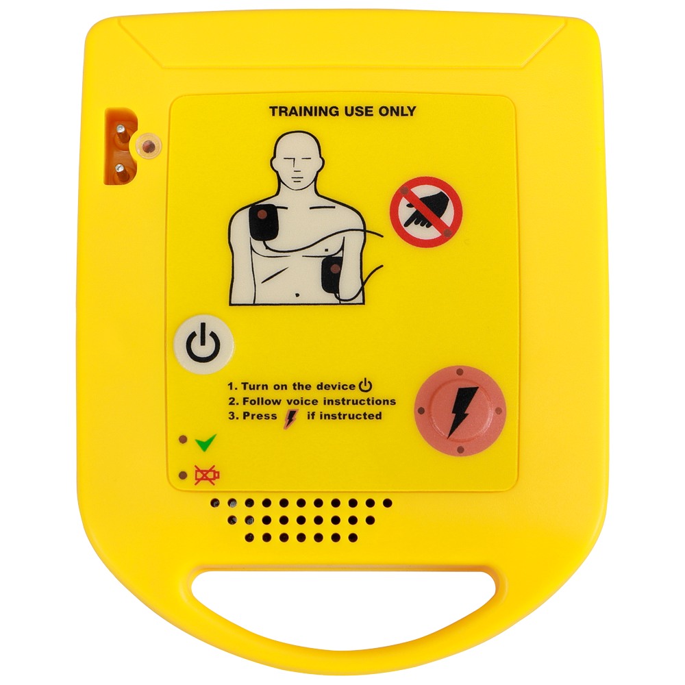 Mini AED Trainer (Yellow) - Portable CPR Training Device for First Aid & Emergency Preparedness - Perfect for Schools, Offices & Home Safety Kits