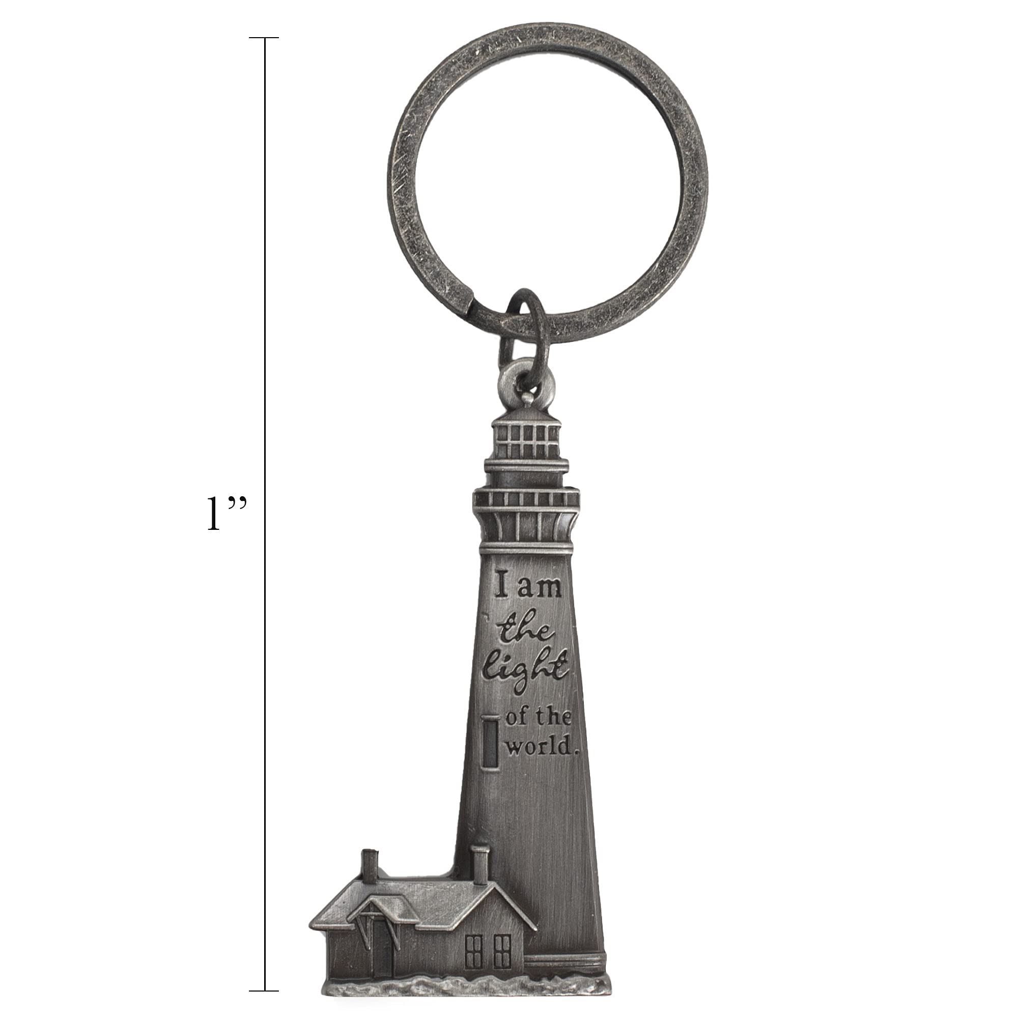 2 Inch Lighthouse Keychain - Silver Zinc Alloy Car Key Ring for Auto Accessories