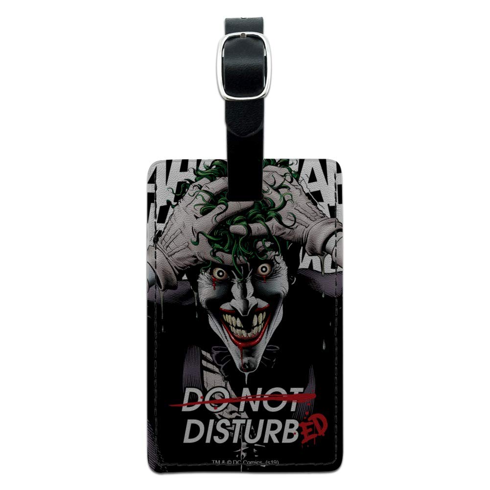Batman Disturbed Joker Rectangle Leather Luggage Tag - Durable Suitcase ID Tag for Carry-On Bags - Perfect for Travel, Cosplay & Comic Con Events