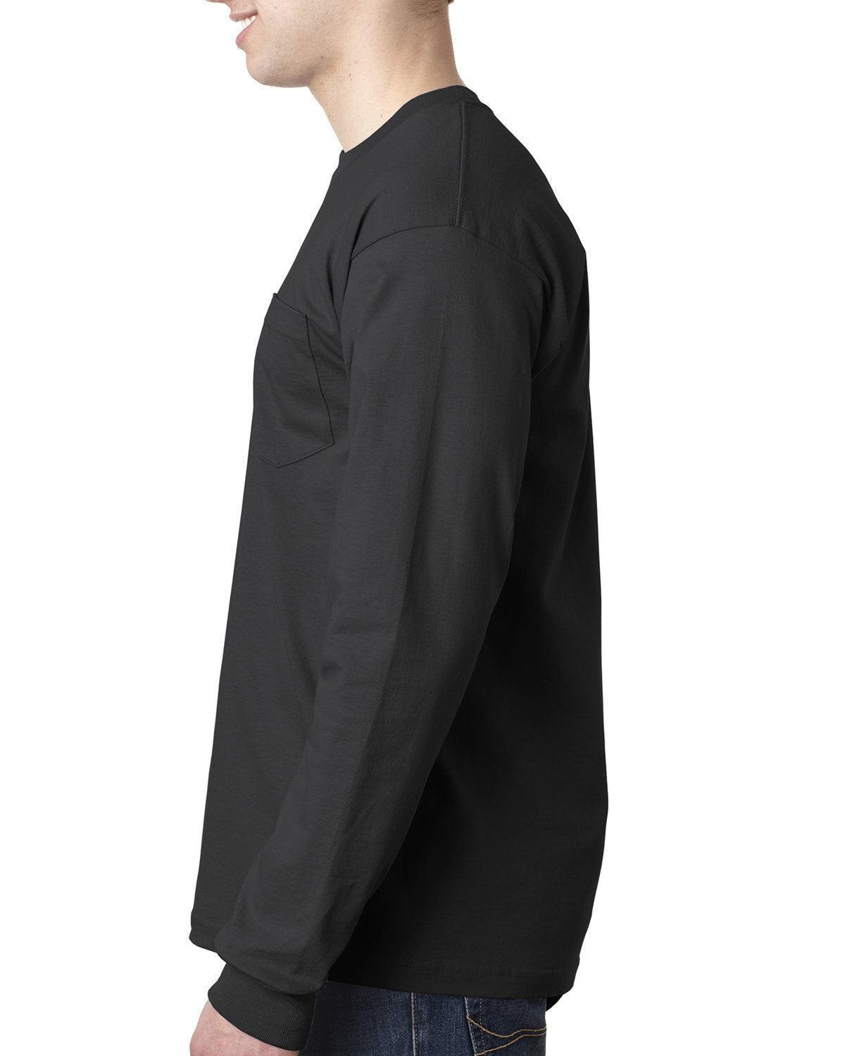 Bayside BA8100 6.1 oz 100% Cotton Long Sleeve Pocket T-Shirt for Men - Comfortable Casual Work Shirt with Chest Pocket - Perfect for Office, Outdoor Activities and Everyday Wear