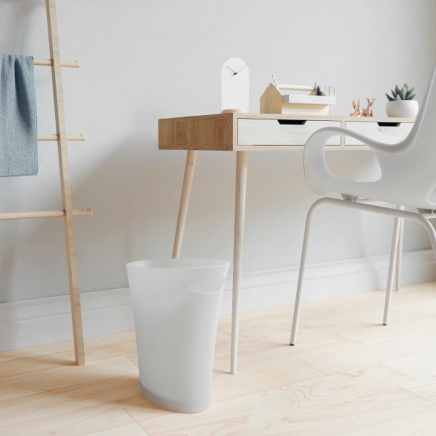 Umbra Skinny Trash Can - 2 Gallon Small Garbage Bin with Modern Design for Bathroom, Office & Kitchen - Sleek Black Waste Basket for Home & Office Use