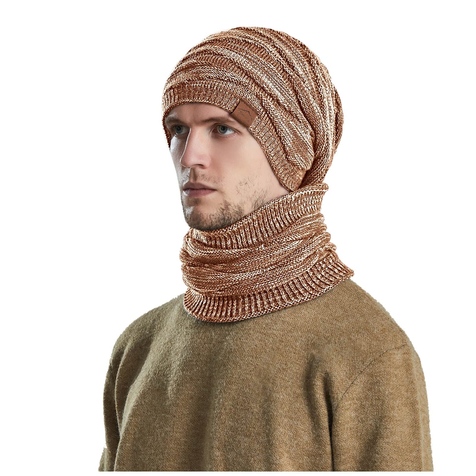 Men's & Women's Winter Beanie Hat and Scarf Set - Fleece Lined Knit Skull Cap & Neck Warmer for Cold Weather - Perfect for Skiing, Snowboarding, and Outdoor Winter Activities