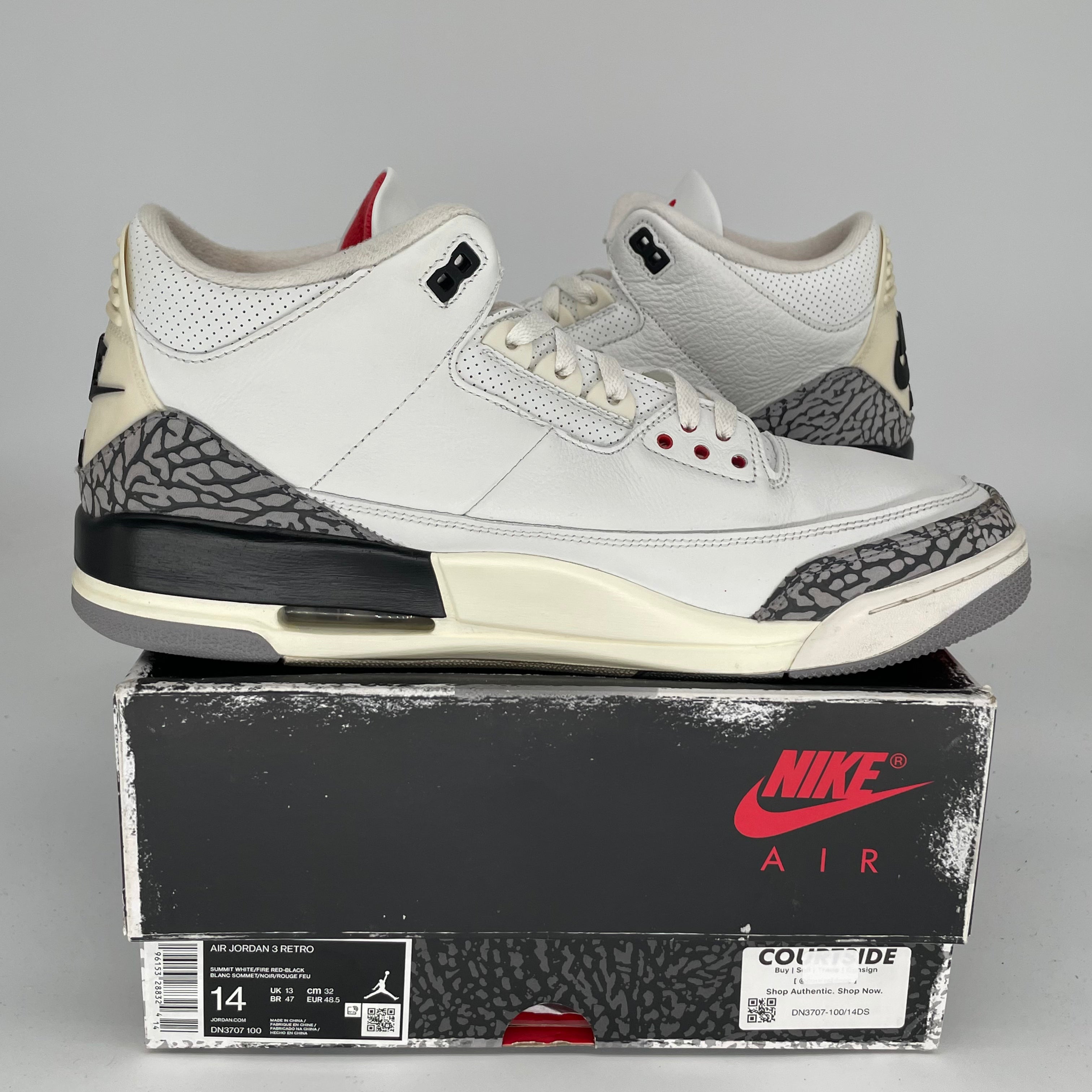 Original Air Jordan 3 White Cement Reimagined - Men's Size 14 Basketball Shoes (DN3707-100) - Retro Sneakers for Casual Wear & Street Style