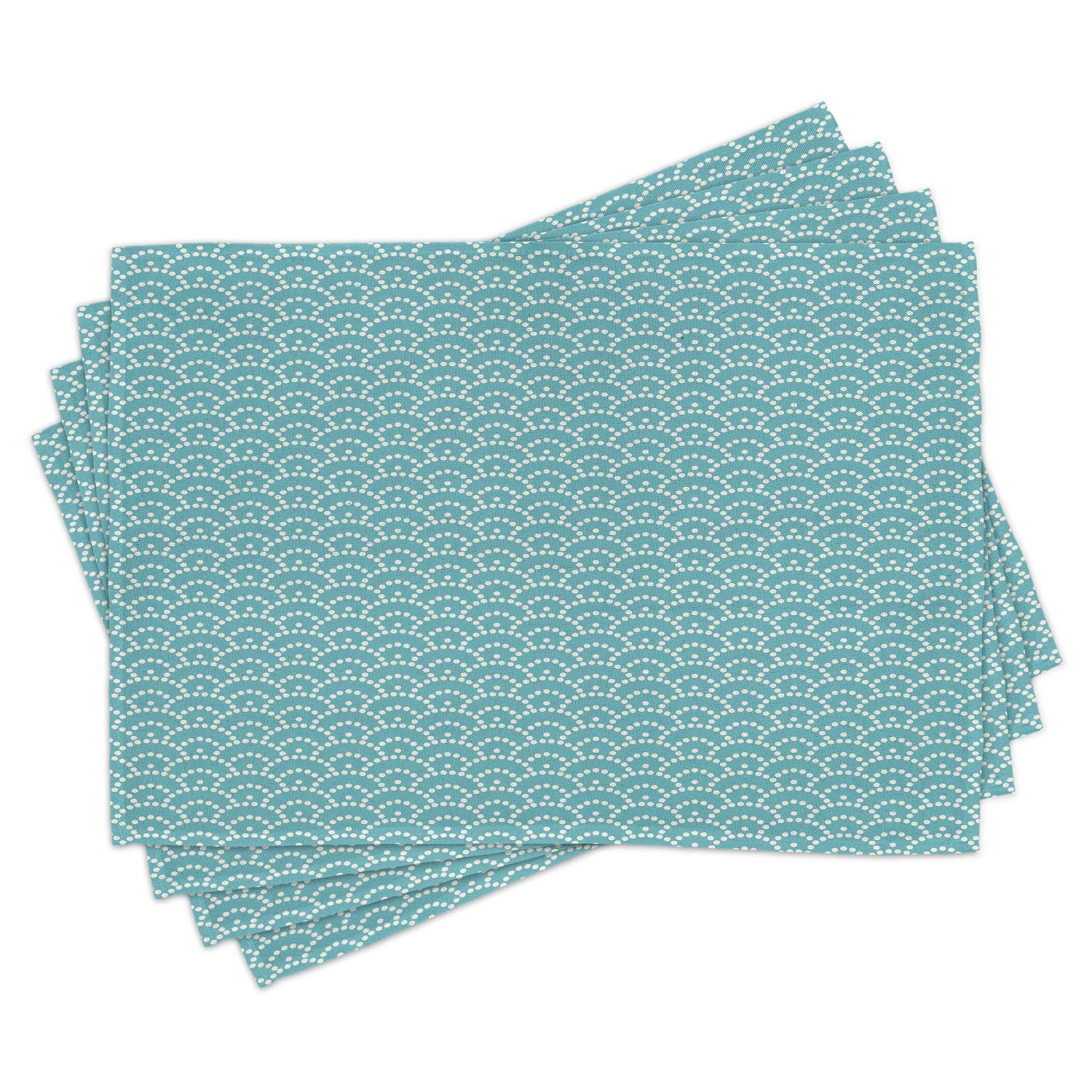 Ambesonne Pale Blue Place Mats Set of 4 - Abstract Bubbles Japanese Style Vintage Table Mats, Washable Fabric Dining Decor for Kitchen & Home - Turquoise White - Perfect for Dinner Parties & Everyday Meals