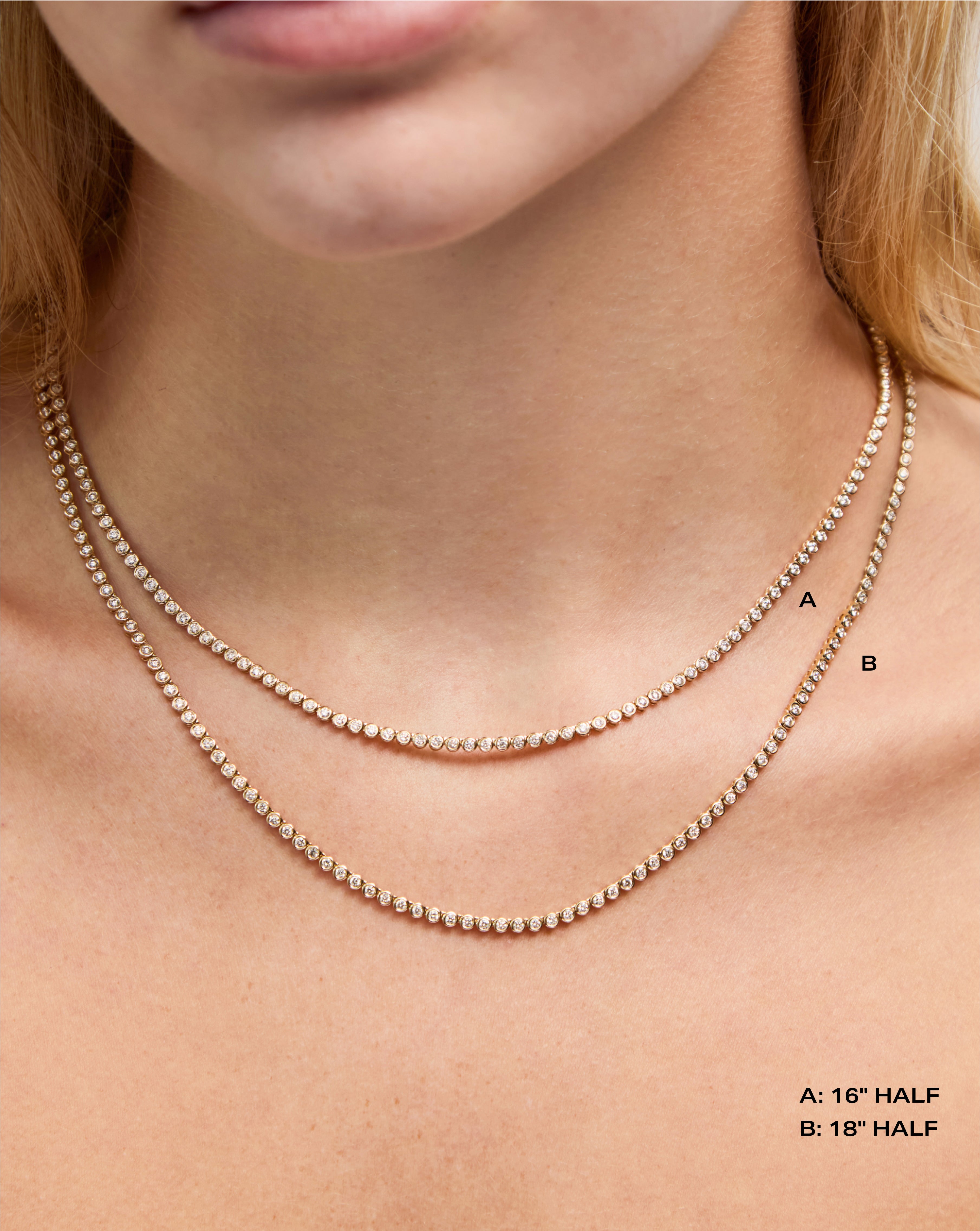 Bezel Mini Diamond Tennis Necklace - Elegant 14K Gold Dainty Chain for Women | Perfect for Weddings, Anniversaries & Special Occasions