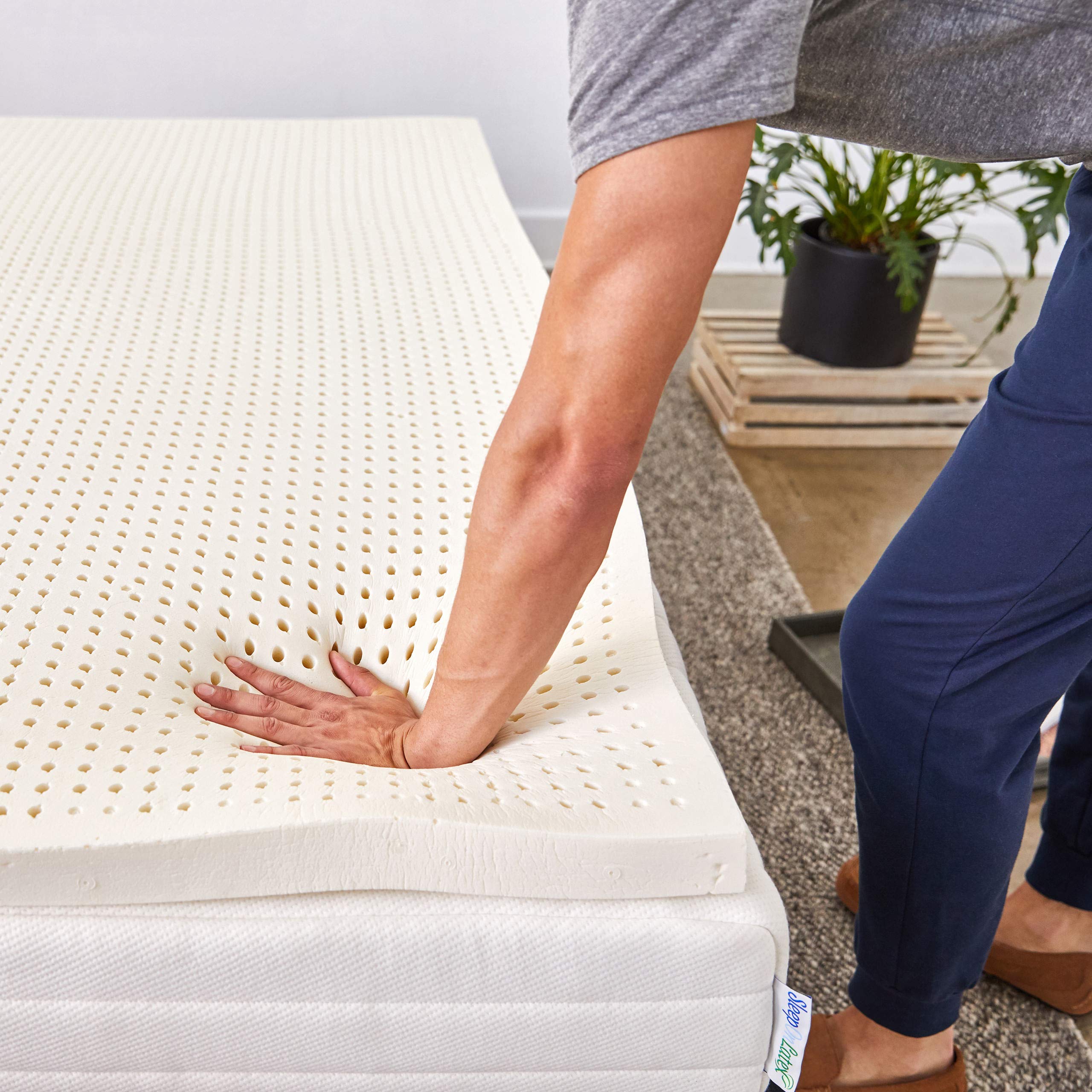 100% Natural Latex Mattress Topper - Pure Green Firm Queen Size 2 Inch - Organic Bed Topper for Back Pain Relief & Pressure Relief - Perfect for Side Sleepers, Back Sleepers & Hot Sleepers
