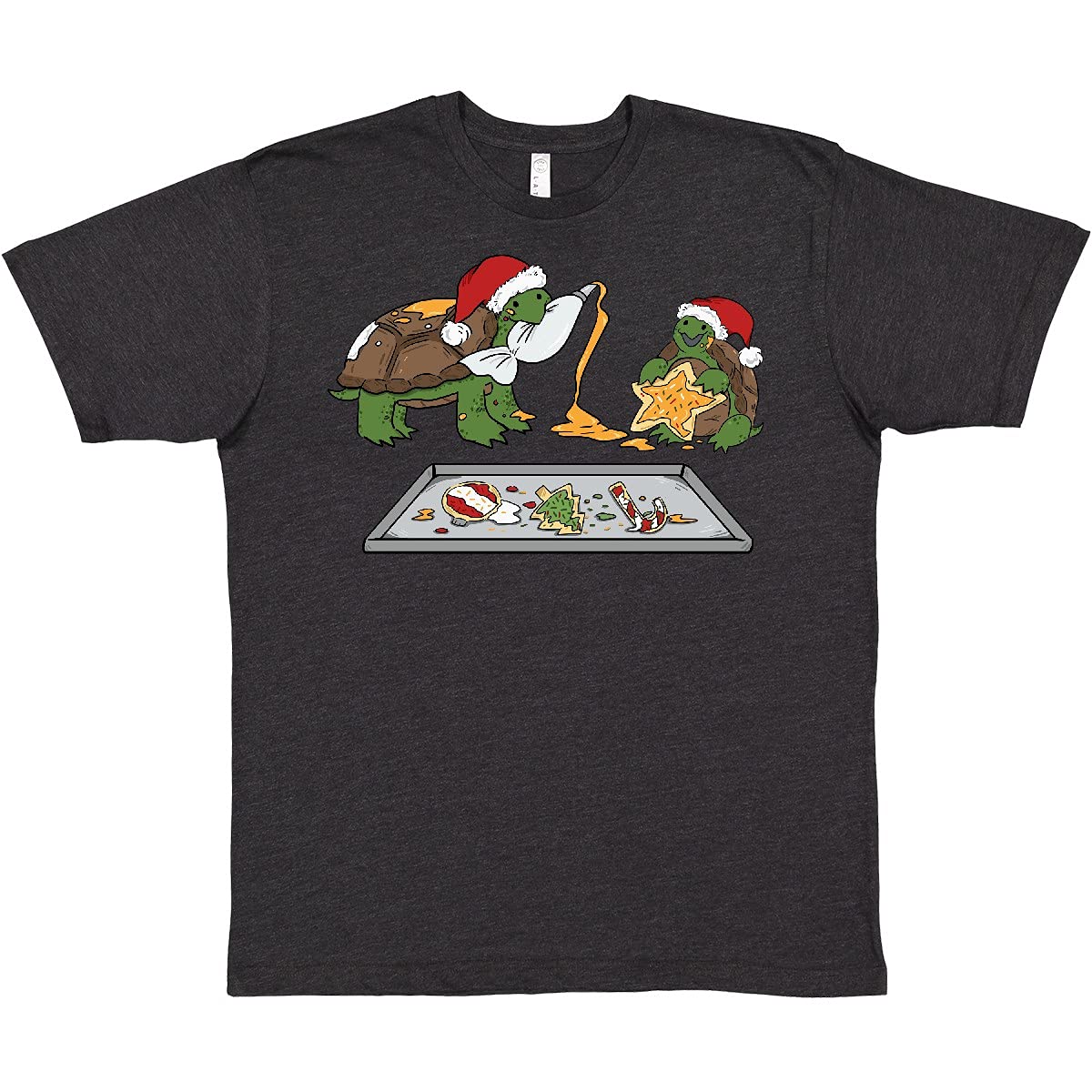 Inktastic Cute Turtles Baking Christmas Cookies Graphic Tee - Funny Holiday T-Shirt for Women & Men - Perfect for Christmas Parties & Baking Enthusiasts