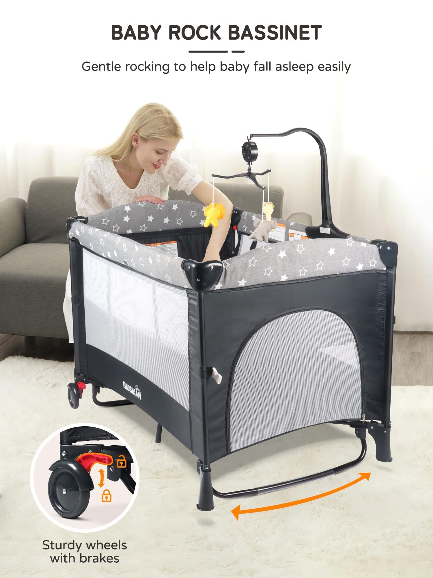 Portable 5-in-1 Baby Bassinet Bedside Crib with Mosquito Net, Mattress & Diaper Changer - Convertible Playpen for Newborns to Toddlers (0-24 Months) - Ideal for Nursery, Bedroom Co-Sleeping & Travel