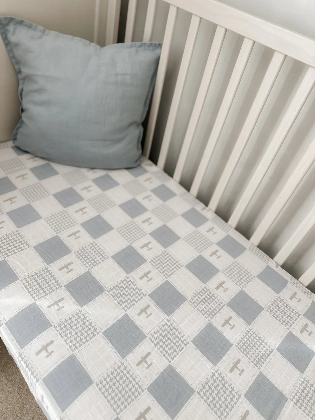 Organic Muslin Cot Sheet for Baby Crib - Soft Breathable Nursery Bedding - Perfect for Nursery, Daycare & Travel - Pop Ya Tot Wright Flyer Design