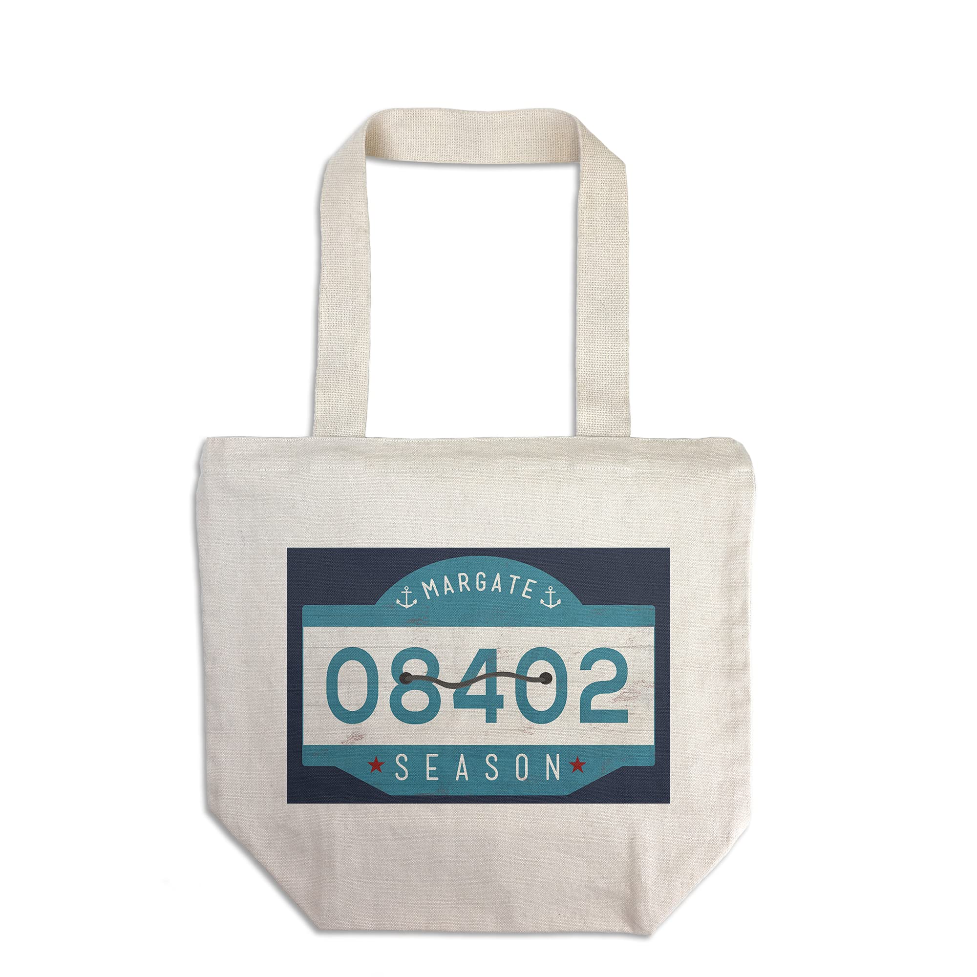 Lantern Press Margate New Jersey Beach Tag - 100% Cotton Canvas Reusable Tote Bag for Shopping, Beach Trips & Eco-Friendly Lifestyle
