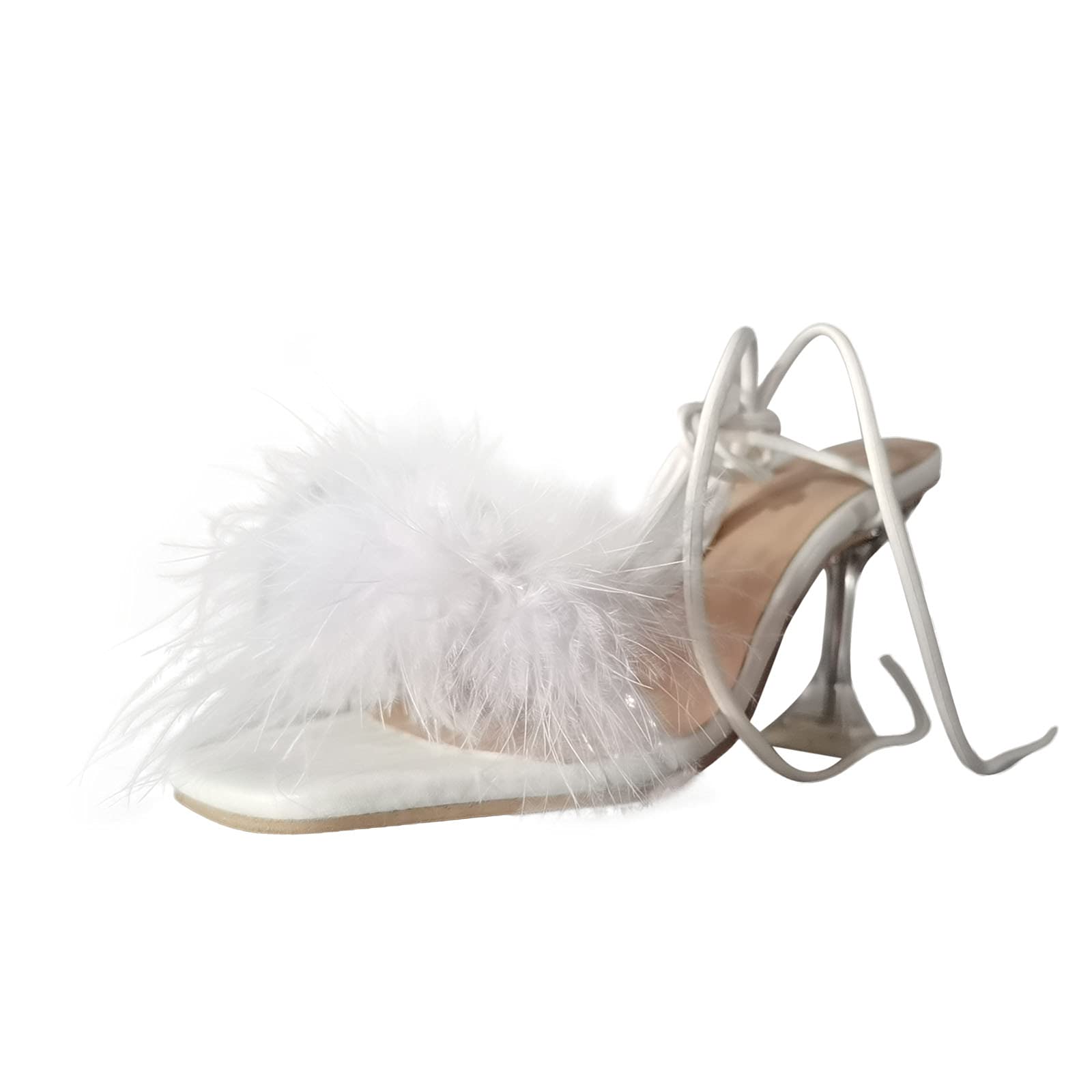 Women's High Heel Sandals with Ring Heel & Plush Strap - Comfortable Dress Shoes for Parties, Weddings & Night Out