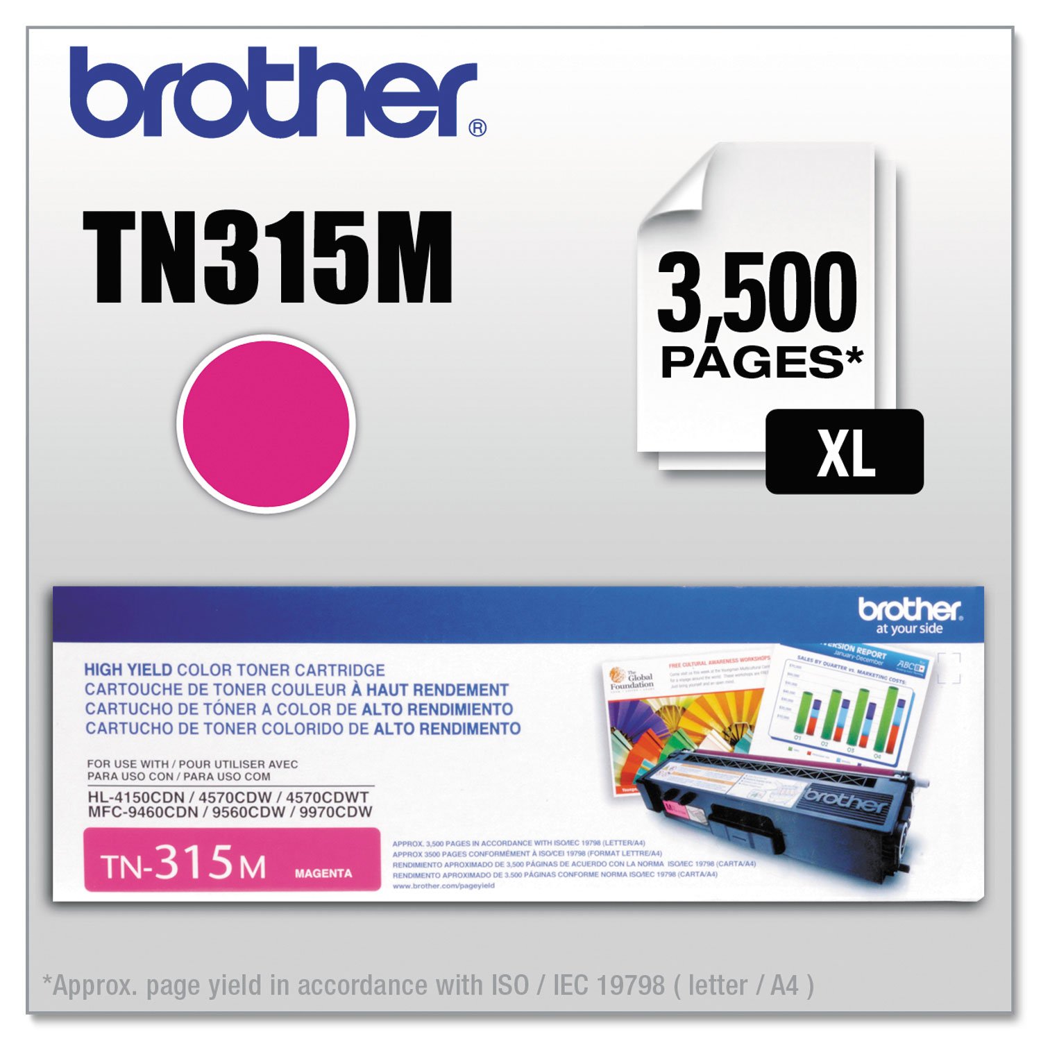 Brother TN-315M Magenta Toner Cartridge - 1 Pack (Retail Packaging) | High-Quality Replacement for Brother Printers | Perfect for Home Office & Small Business Printing Needs