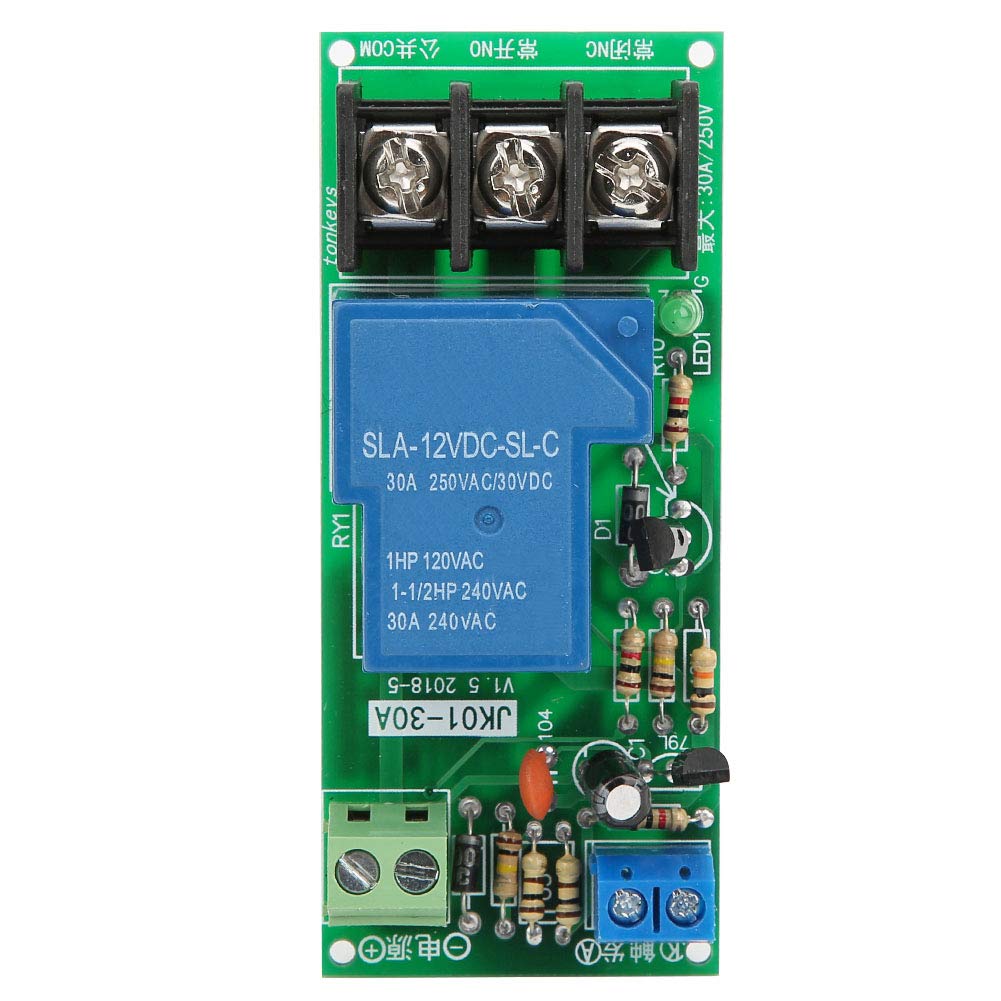 Hilitand Adjustable Timer Switch Module - DC 12V Input, 30A Load, 250VAC/30VDC - Manual Operation with Silver Contact for PCB Mount Timer Relay - Perfect for Home Automation, Industrial Control, and Electrical Equipment Timing