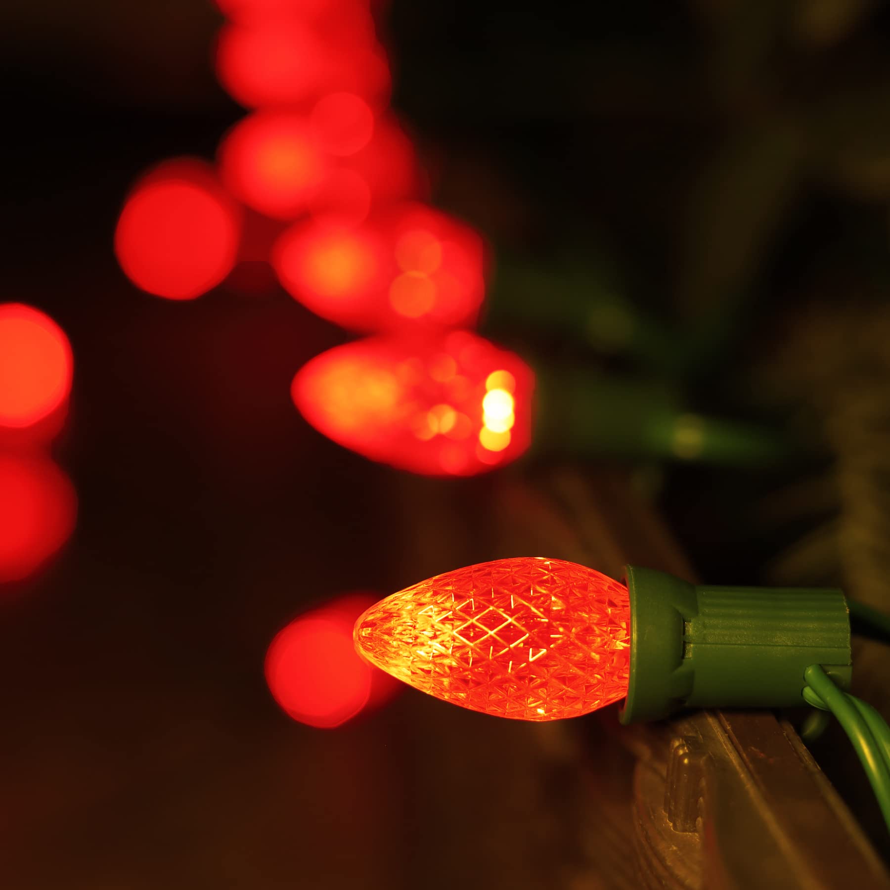 25 Pack C7 LED Christmas Lights Replacement Bulbs - 120V UL Commercial Grade, Faceted Dimmable E12 Socket Bulbs for Indoor & Outdoor Decor (Orange) - Perfect for Holiday Trees, Wreaths, and Home Lighting