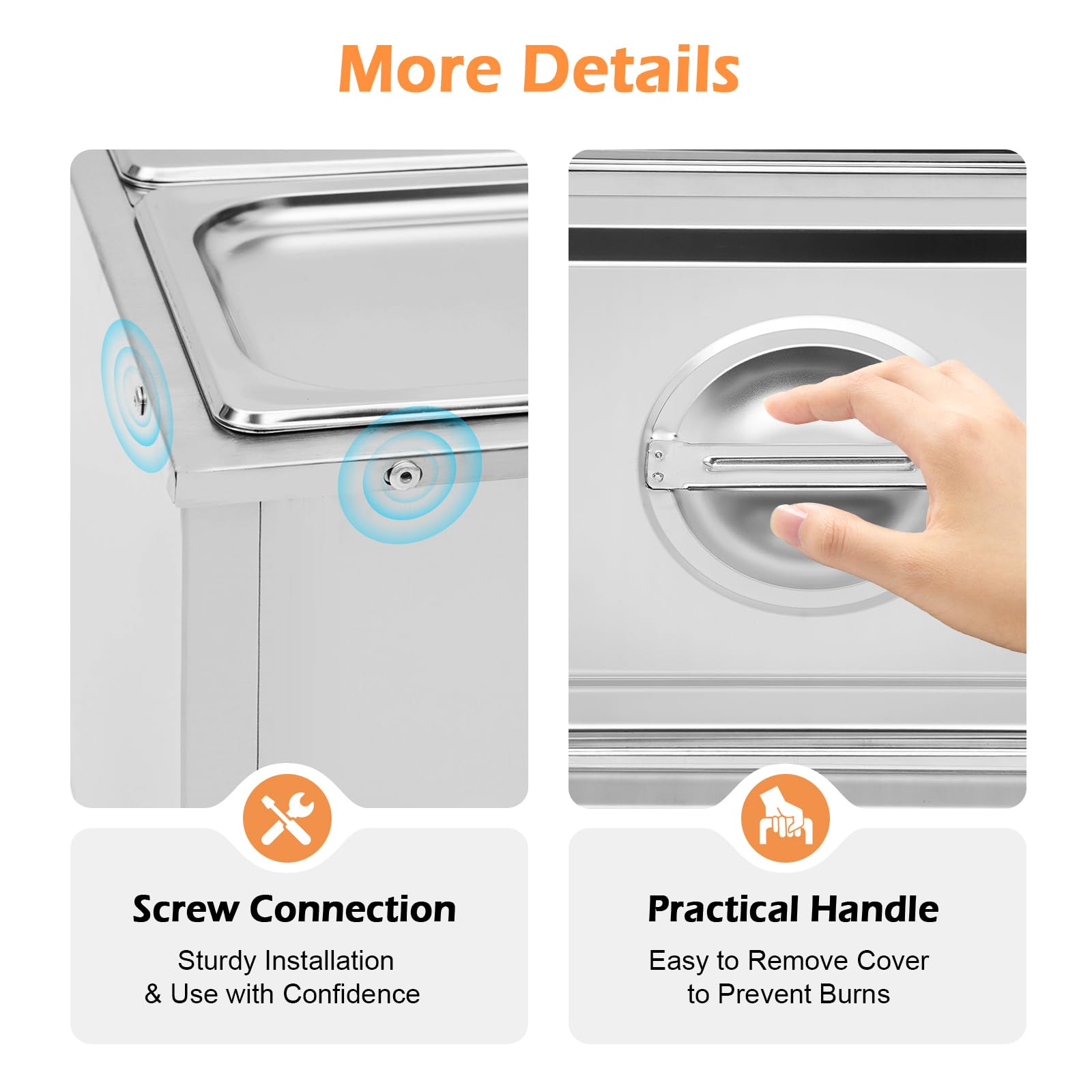 110V 6-Pan Commercial Food Warmer Buffet Stainless Steel Electric Food Steamer with Adjustable Temperature - Perfect for Catering, Restaurants & Buffet Service (5.7in Deep) - Keep Meals Hot for Parties, Events & Food Service Stations