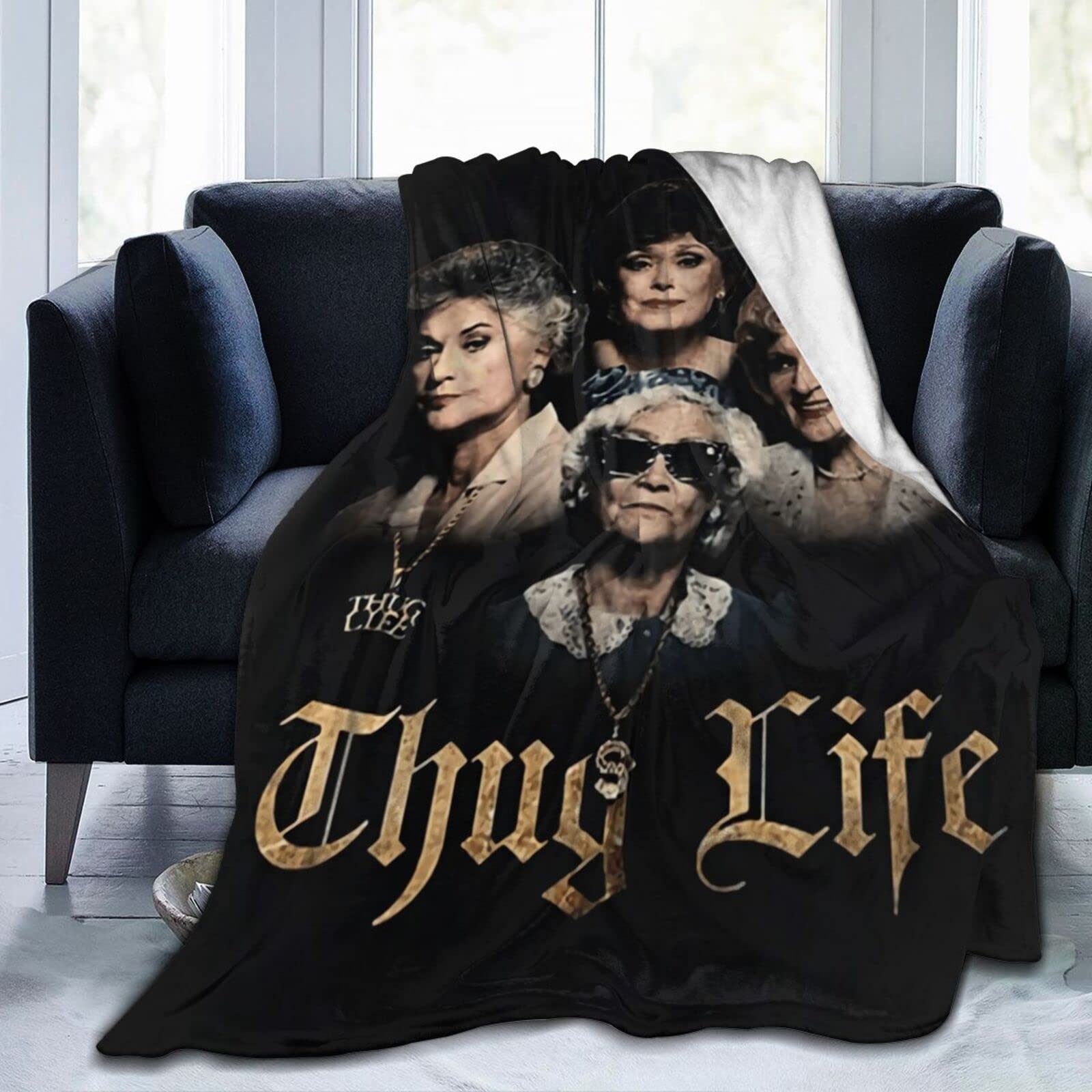 TOUFA Ultra-Soft Flannel Blanket 60''x50'' - Cozy Plush Throw for Living Room, Couch, Bed & Travel - All Season Warmth - Perfect for Netflix Nights & Camping - Black